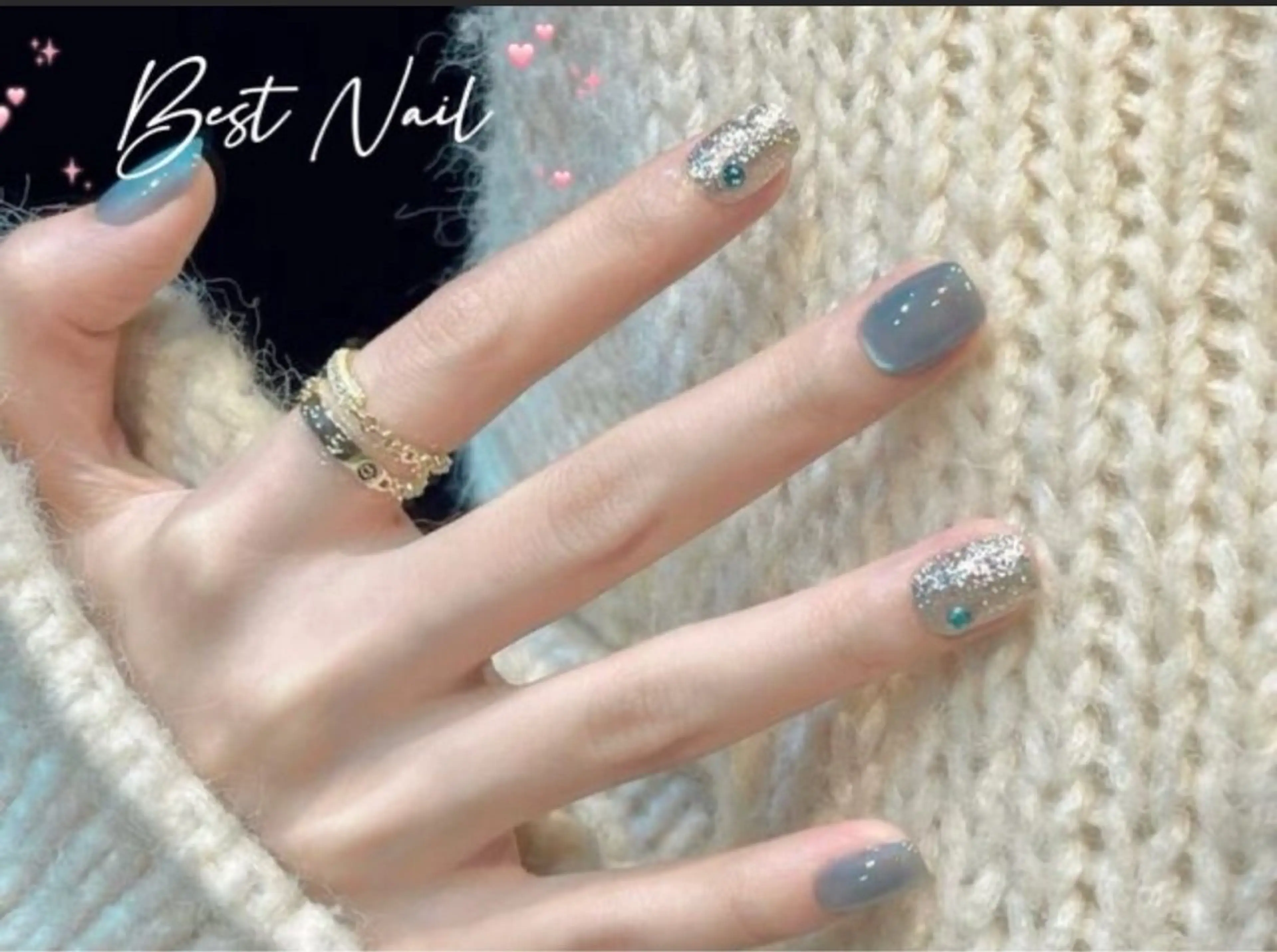 研修コース　SNSで話題！トレンド感UP★ バイカラー+キラキラ*ストーン10粒の写真