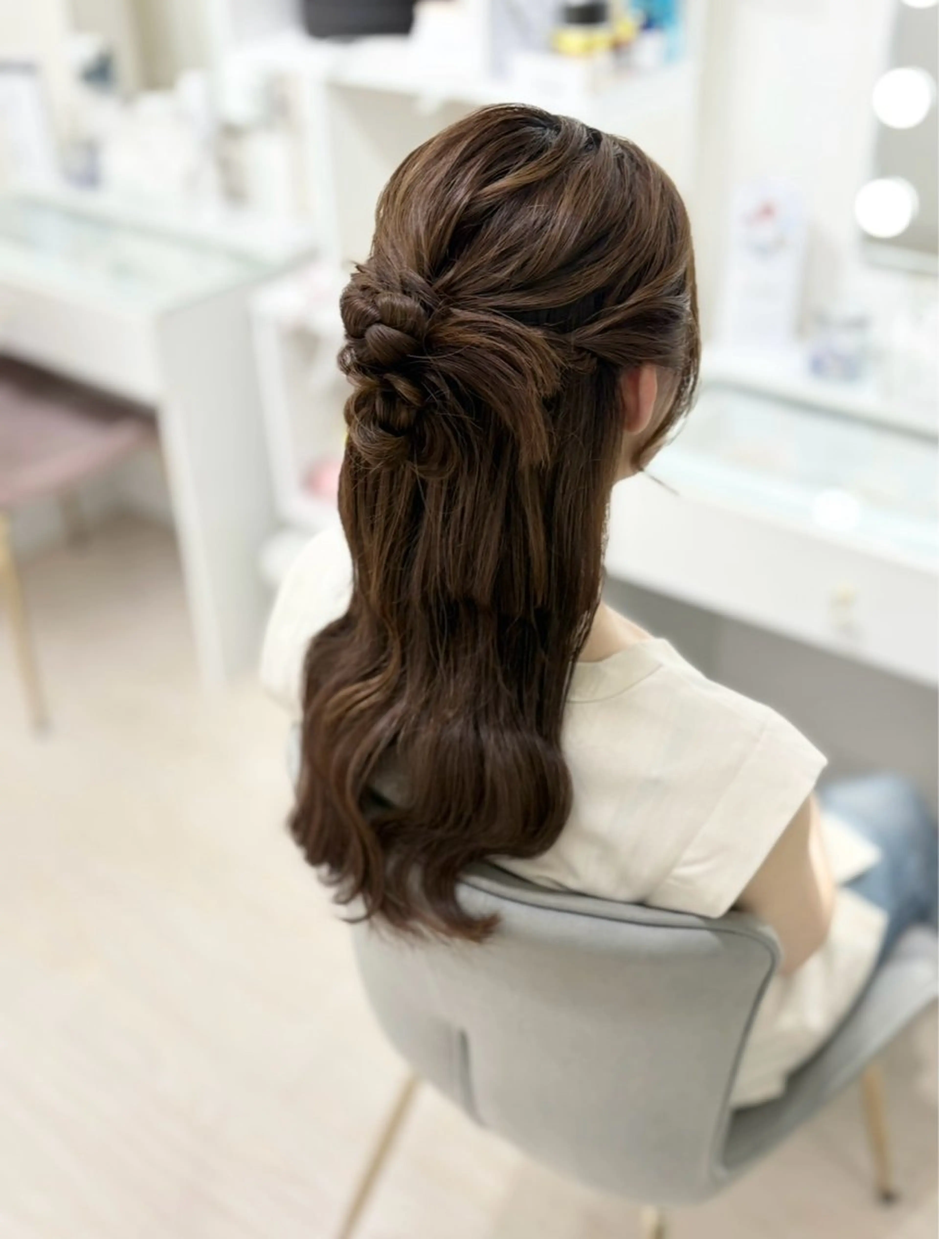 セミロング ヘアアレンジ ハーフアップ ヘアセット ヘアセットサロン /上坪愛美のヘアスタイル