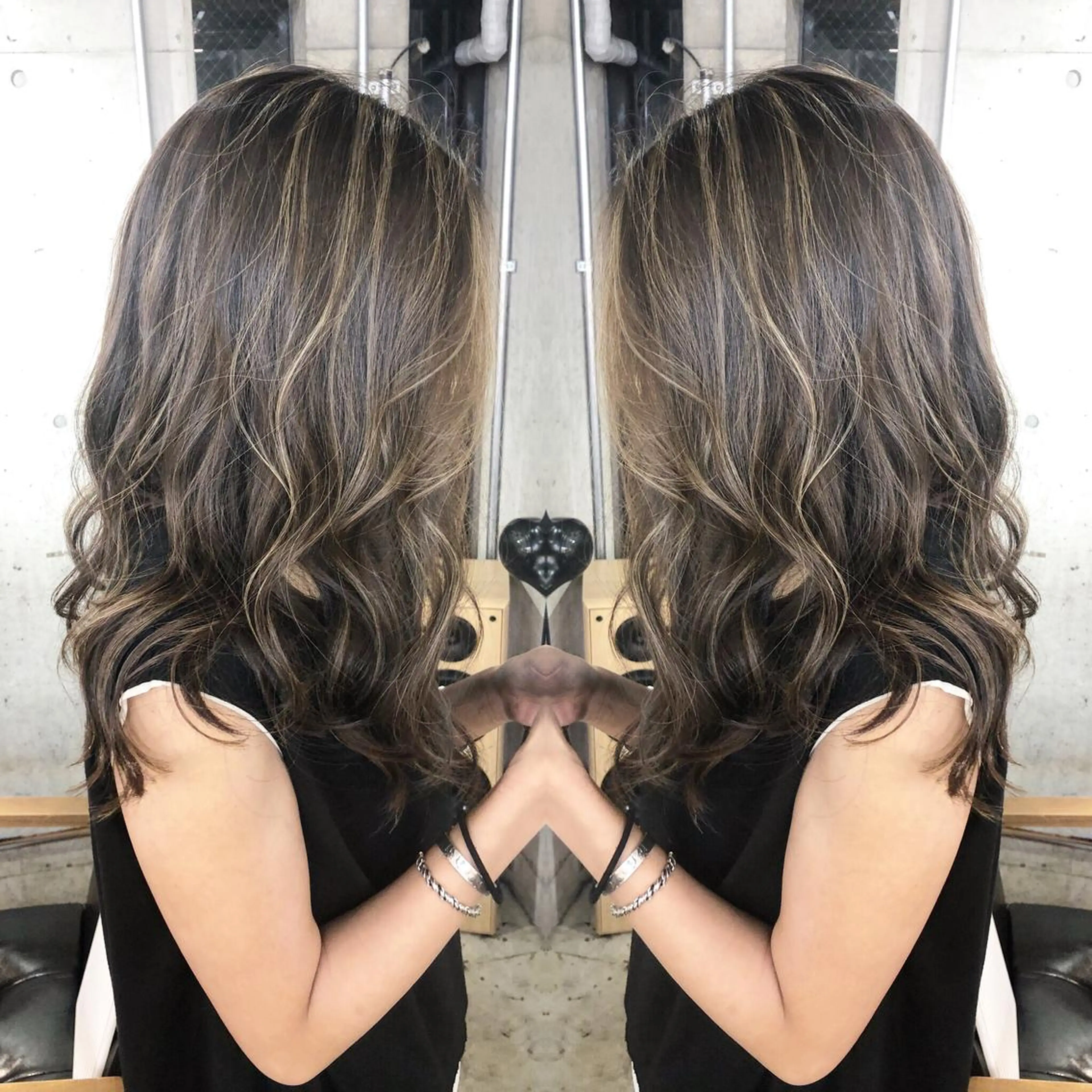 セミロング カラー パーマ ヘアアレンジ メンズ キッズ ネイル マツエク・マツパ メンズハイライト ハイライトカラー ハイライト カット ヘアカラー トリートメント ヘッドスパ 韓国風×透明感カラー 髪質改善オタベシンヤのヘアスタイル