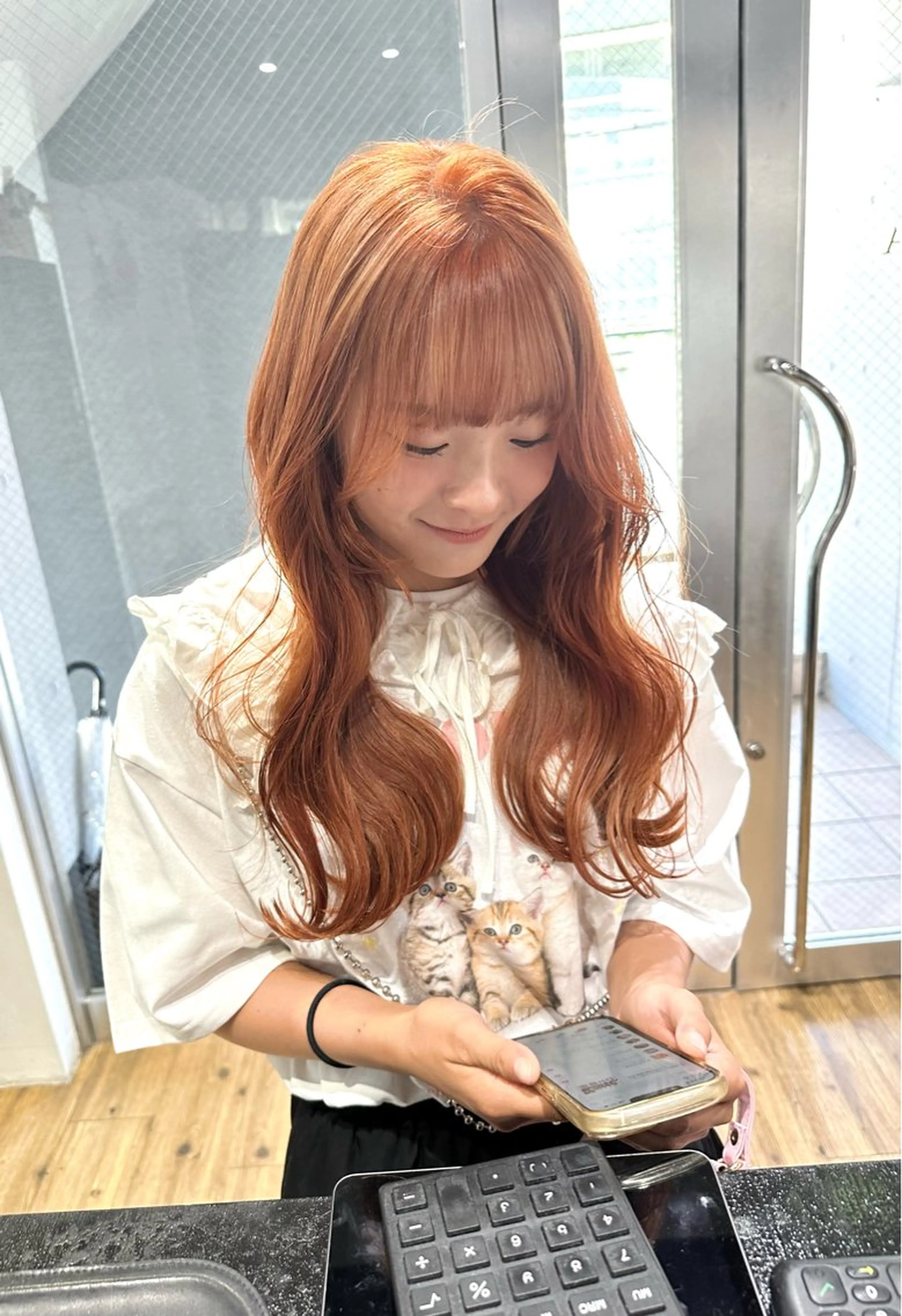 ミディアム カラー ブラウンカラー オレンジ オレンジブラウン 髪質改善 トリートメント ヘアカラー トリートメント ARCANAブリーチ ダブルカラー🌟原宿のヘアスタイル