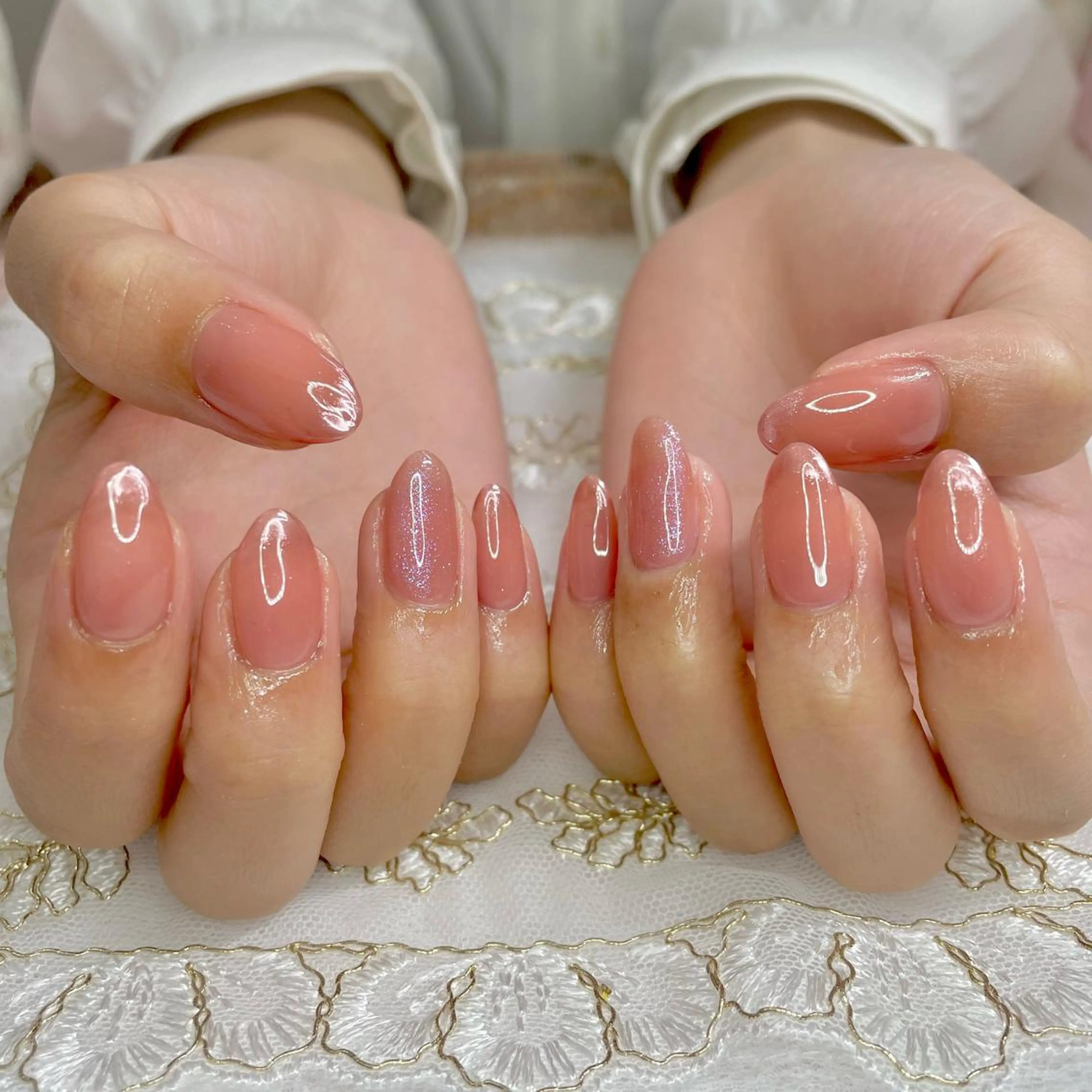 ネイル オーロラネイル ジェルネイル 氷ネイル・うるうるネイル 韓国ネイル 持ち込み J terrace Nailのネイルデザイン