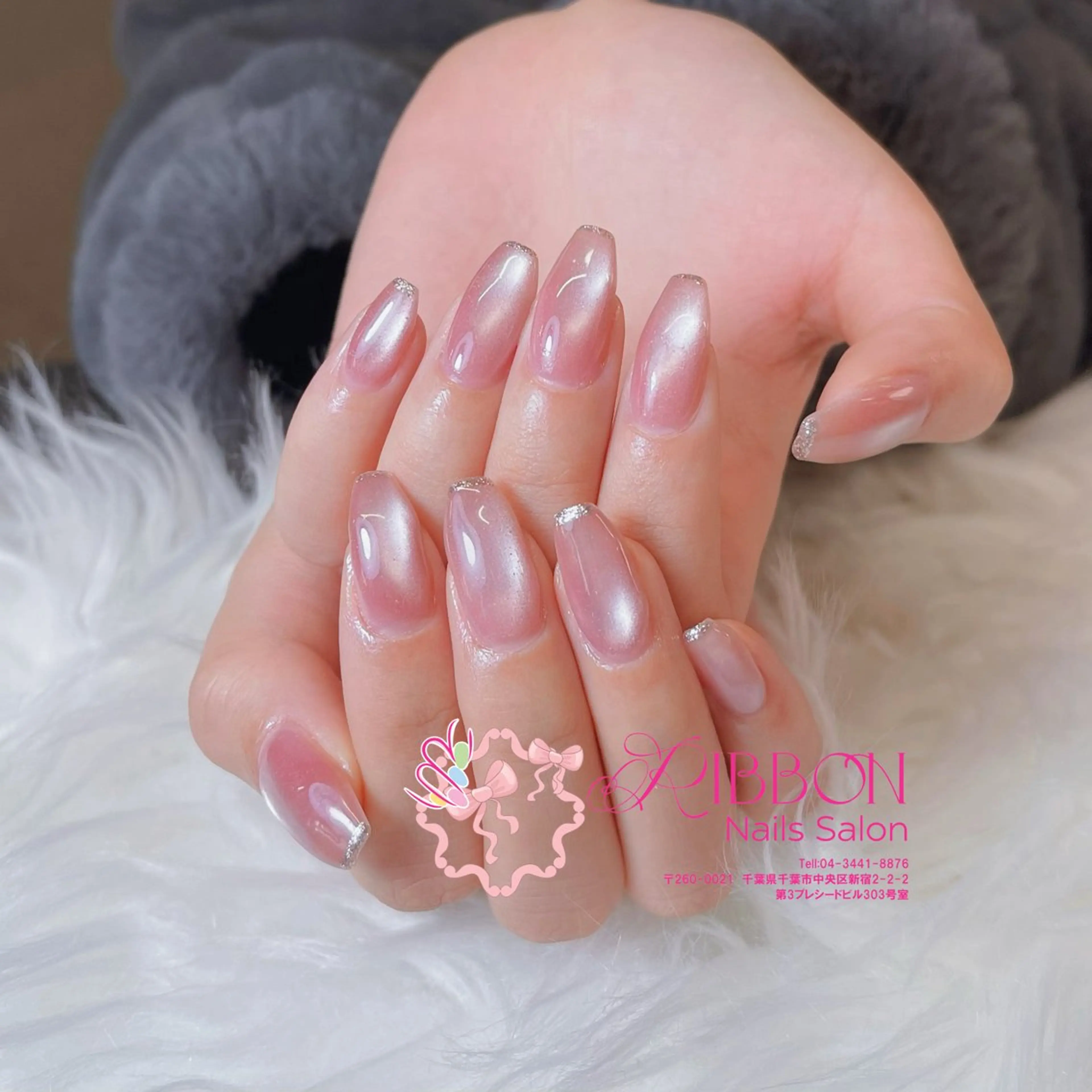 ネイル フレンチネイル ジェルネイル マグネットネイル 持ち込み ニュアンスネイル Ribbonnail salonのネイルデザイン