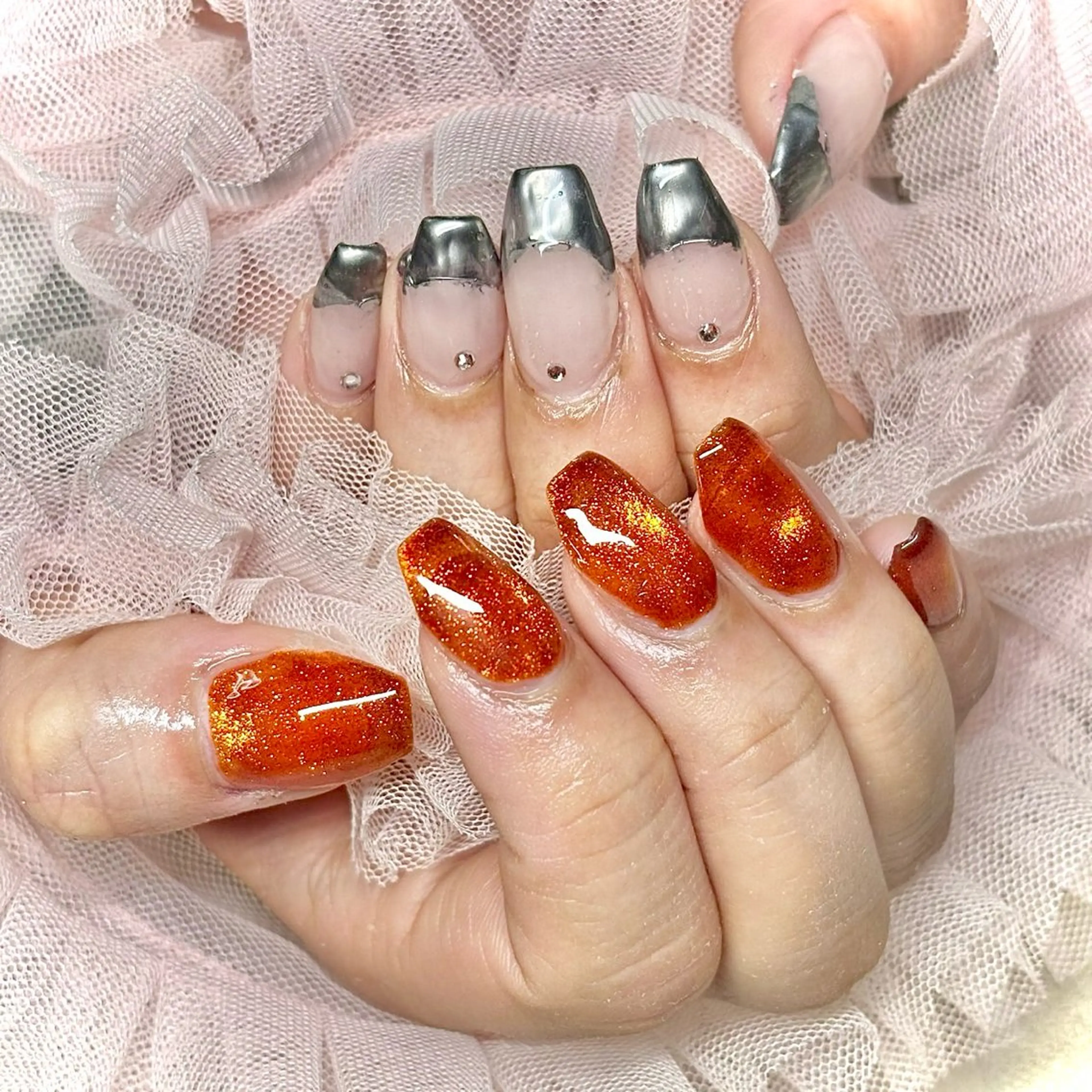 ネイル マグネットネイル スカルプネイル 冬ネイル miminon 自宅ネイルサロンのネイルデザイン