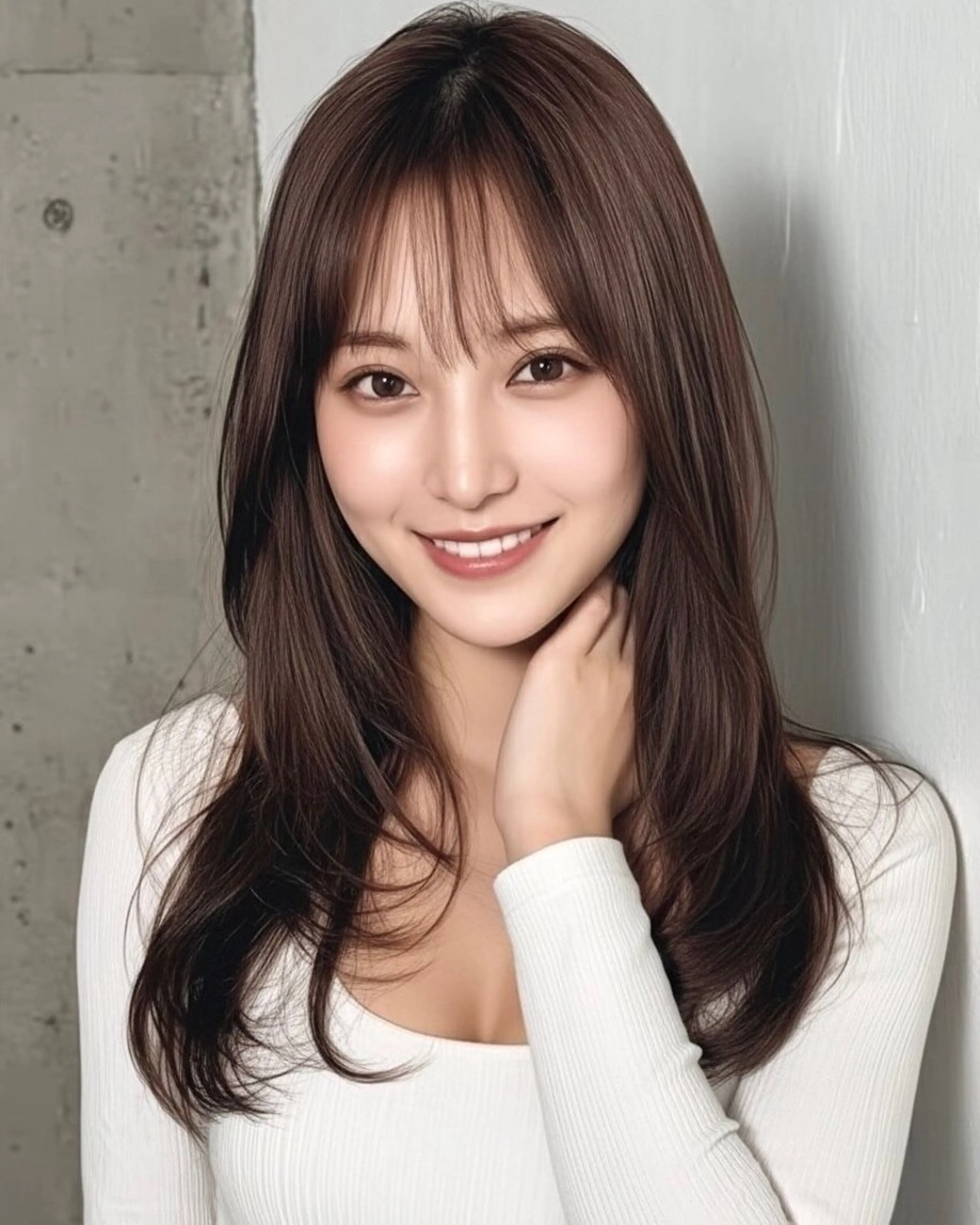 ロング ロングレイヤー くびれヘア ヨシンモリ 韓国風ヘア レイヤーカット 藤田大夢 /liberte高崎のヘアスタイル