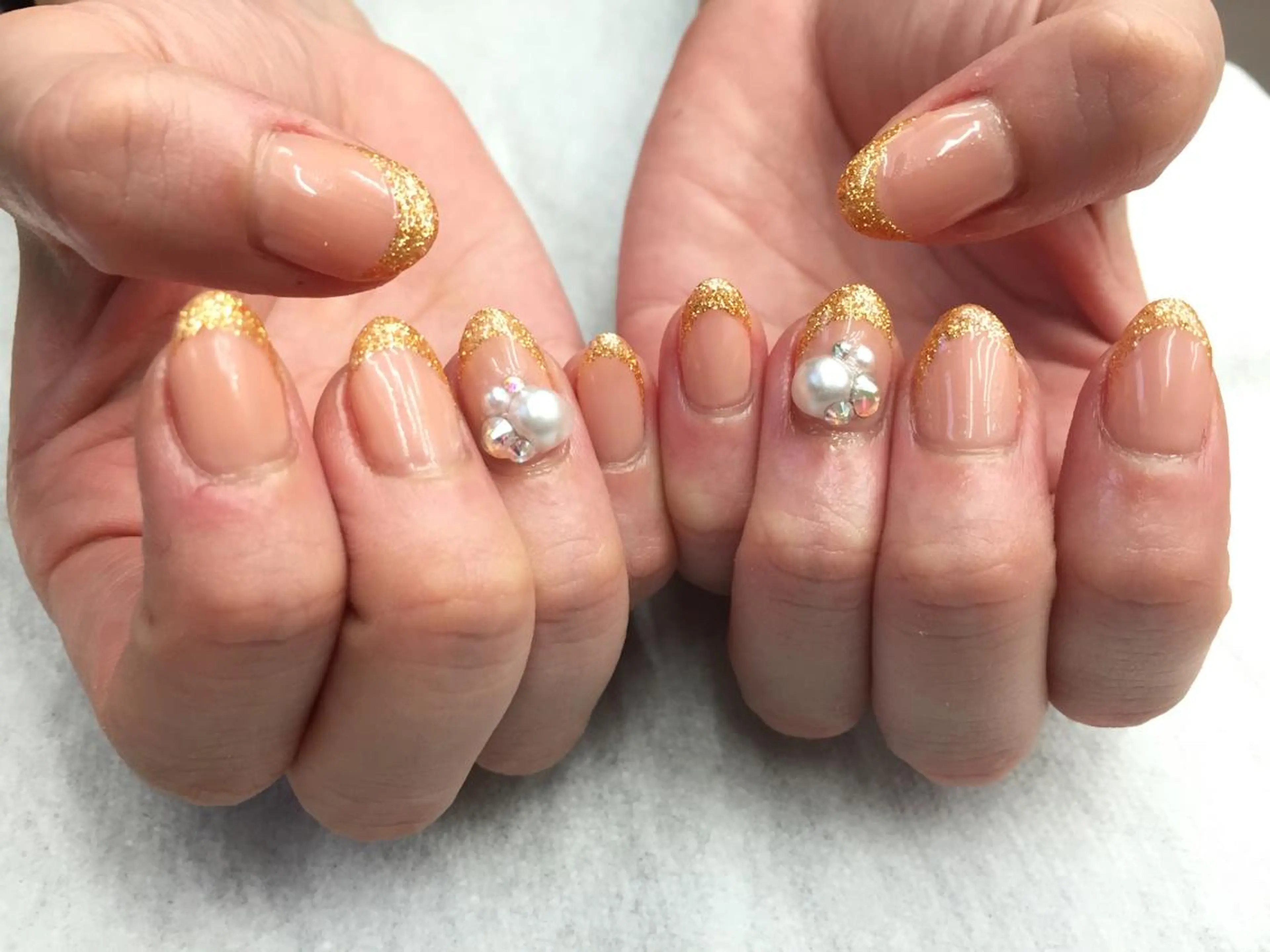 ネイル フレンチネイル キラキラネイル ラメ(グリッター) miel nailのネイルデザイン