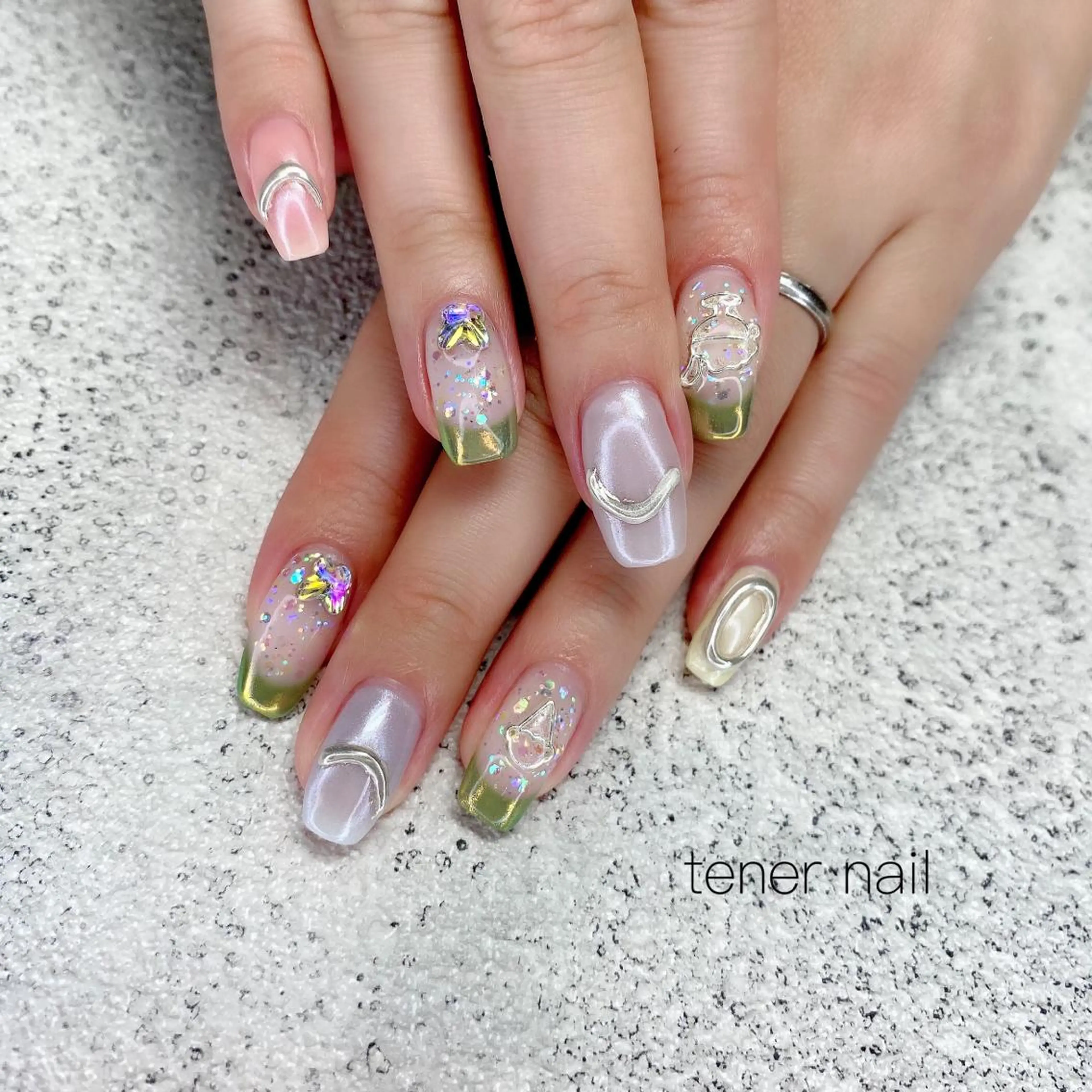 ネイル フレンチネイル ミラーネイル テネルネイル tener nailのネイルデザイン