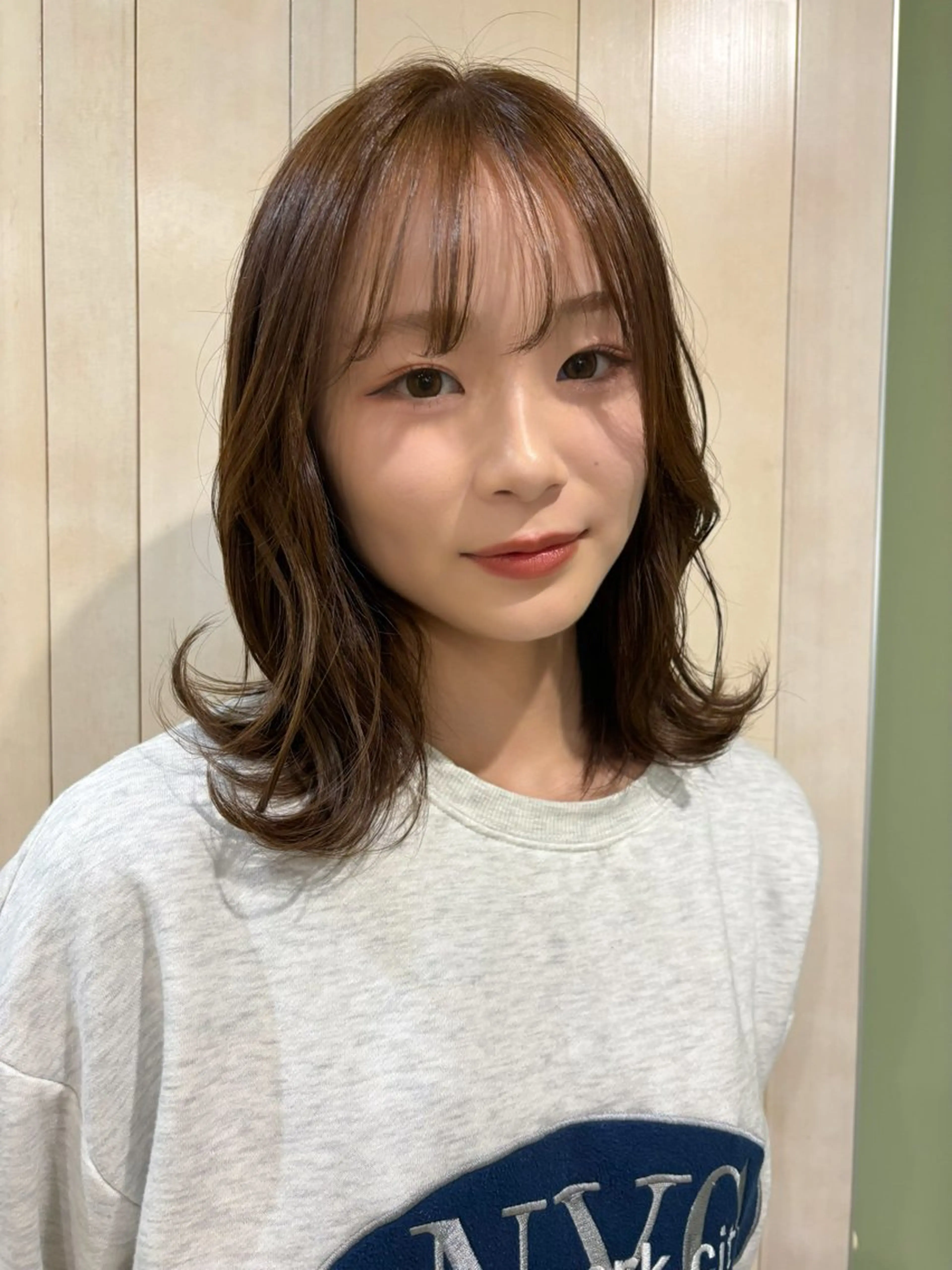 ミディアム ヘアカラー トリートメント レイヤー/韓国縮毛 矯正/nanokaのヘアスタイル