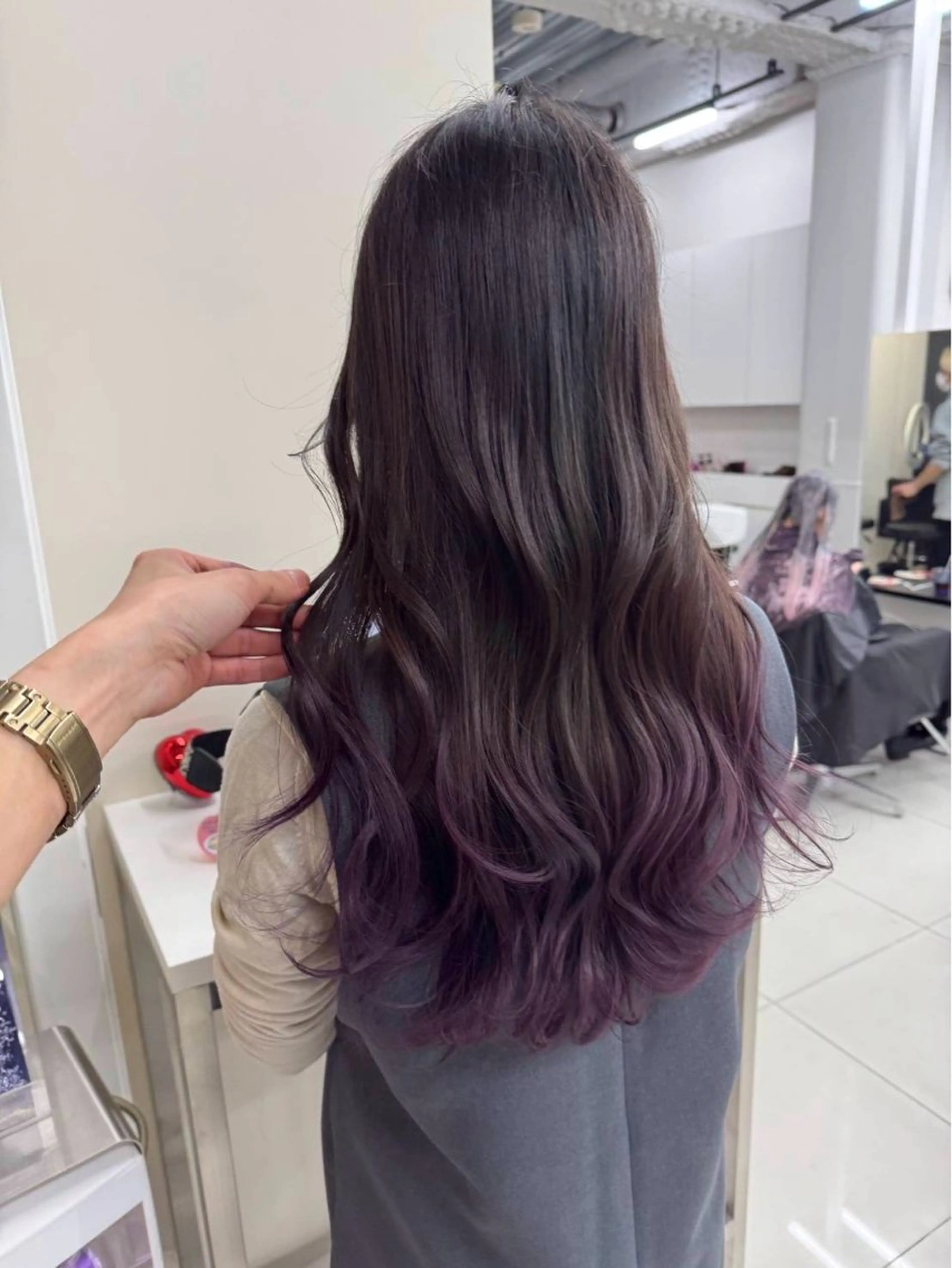 セミロング ヘアカラー トリートメント ✨韓国風ヘア/艶髪 カラー✨yumeのヘアスタイル