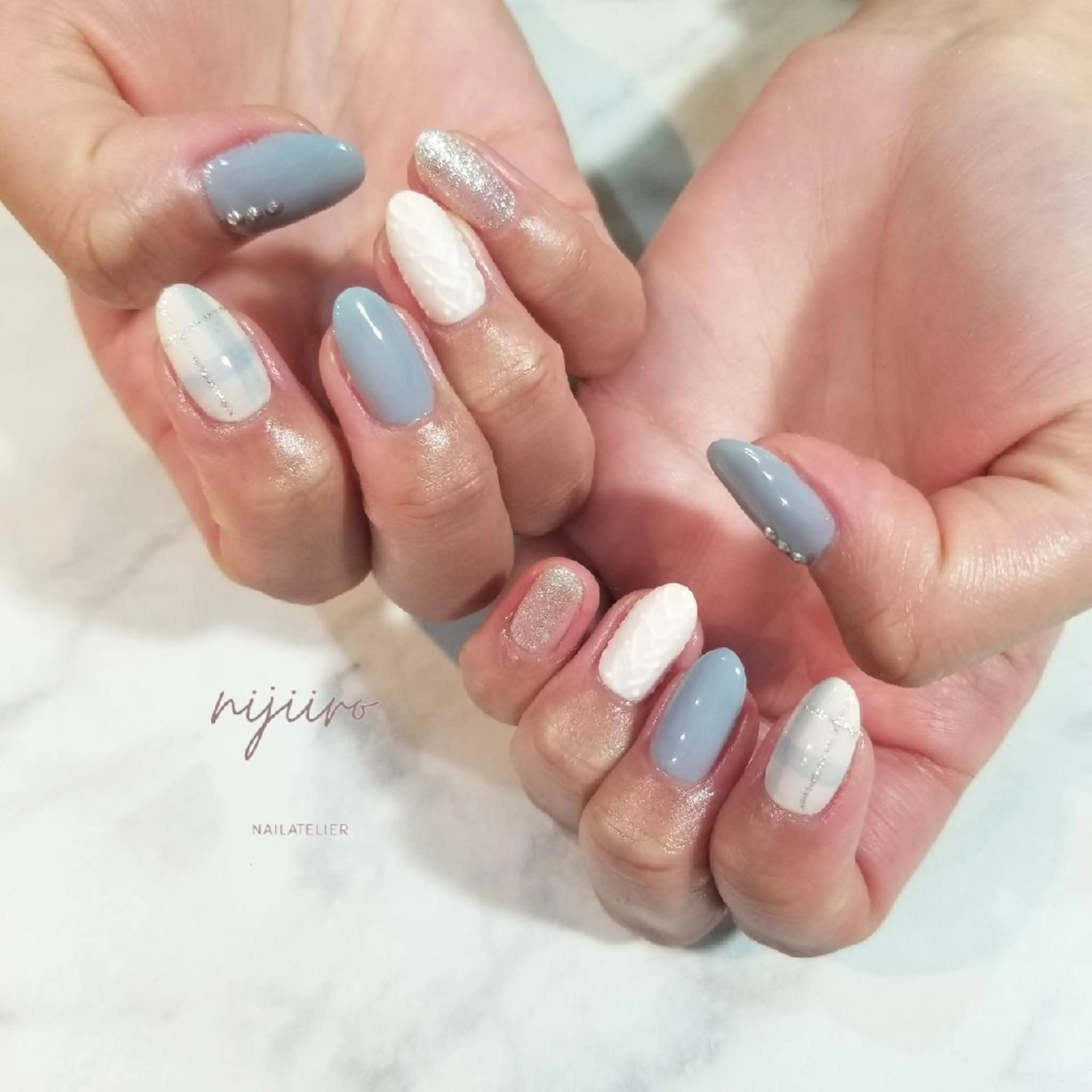 ネイル ハート ハンドネイル nijiiro🌈 サトウのネイルデザイン