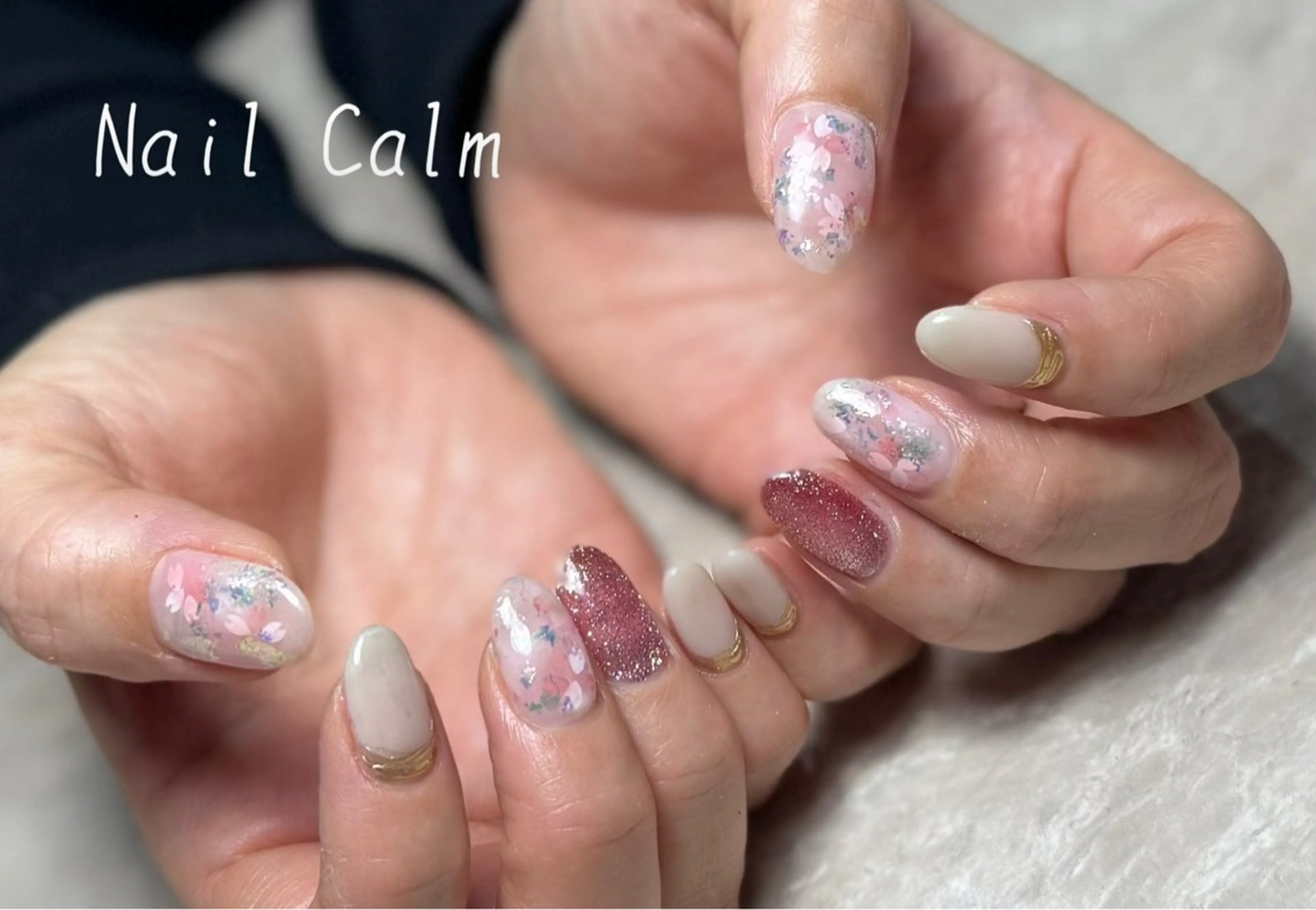 ネイル アートネイル 桜ネイル ハンドネイル プライベートサロン Calmのネイルデザイン
