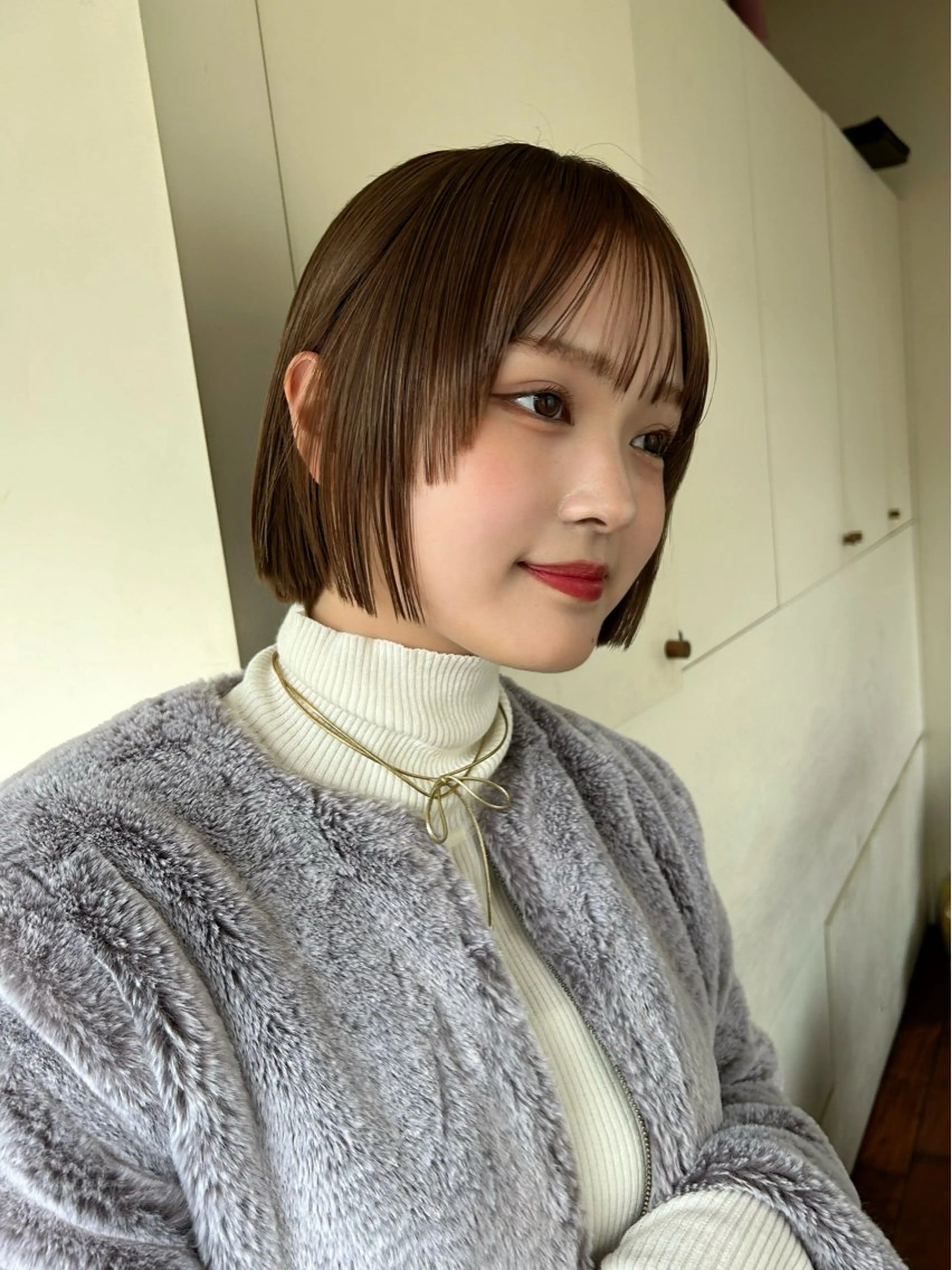 ショート カラー ボブ 縮毛矯正 ベージュ/透明感/ レイヤー/あやか💕のヘアスタイル