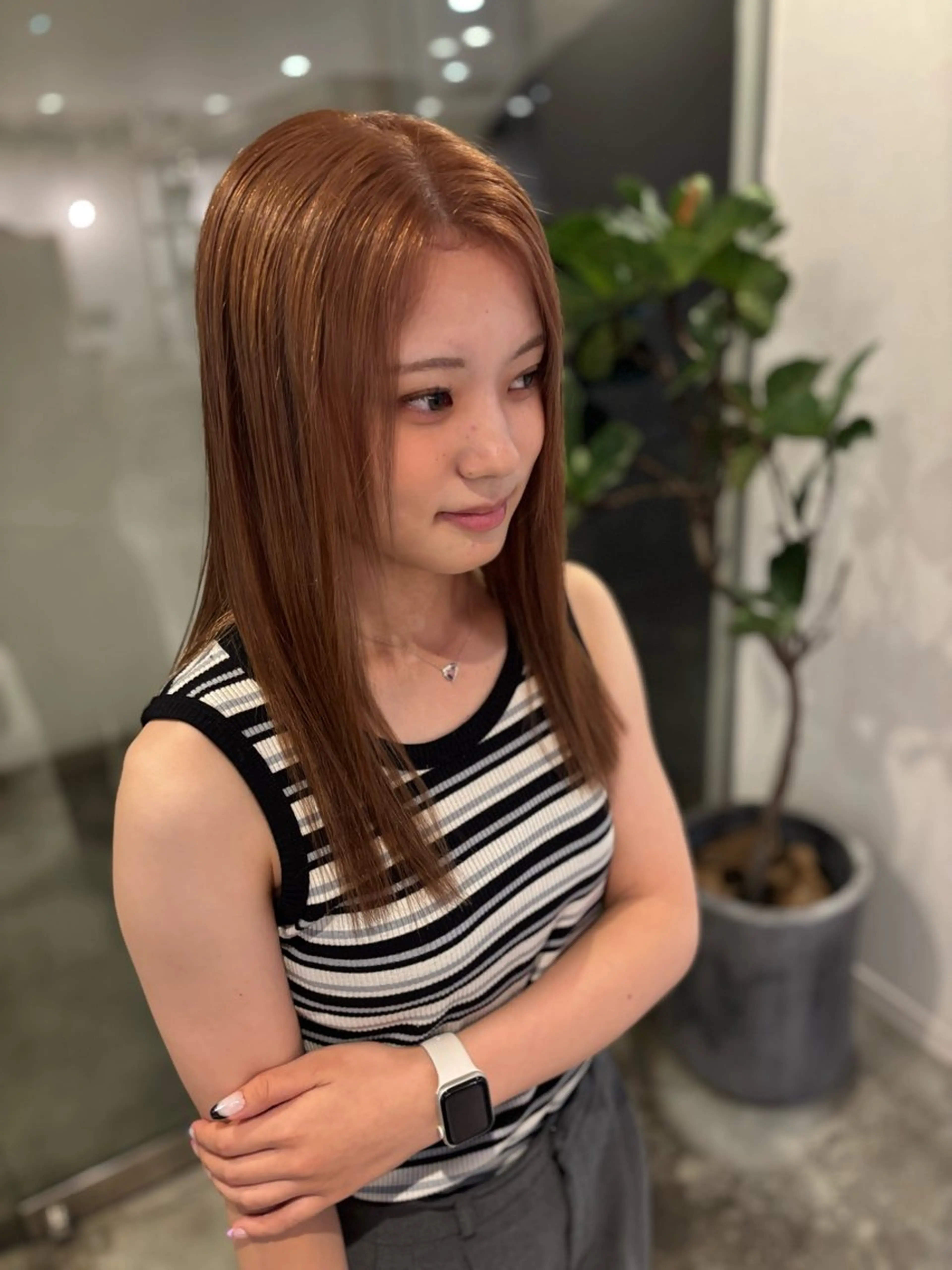 セミロング 縮毛矯正 ヘアカラー 河田 綺香のヘアスタイル