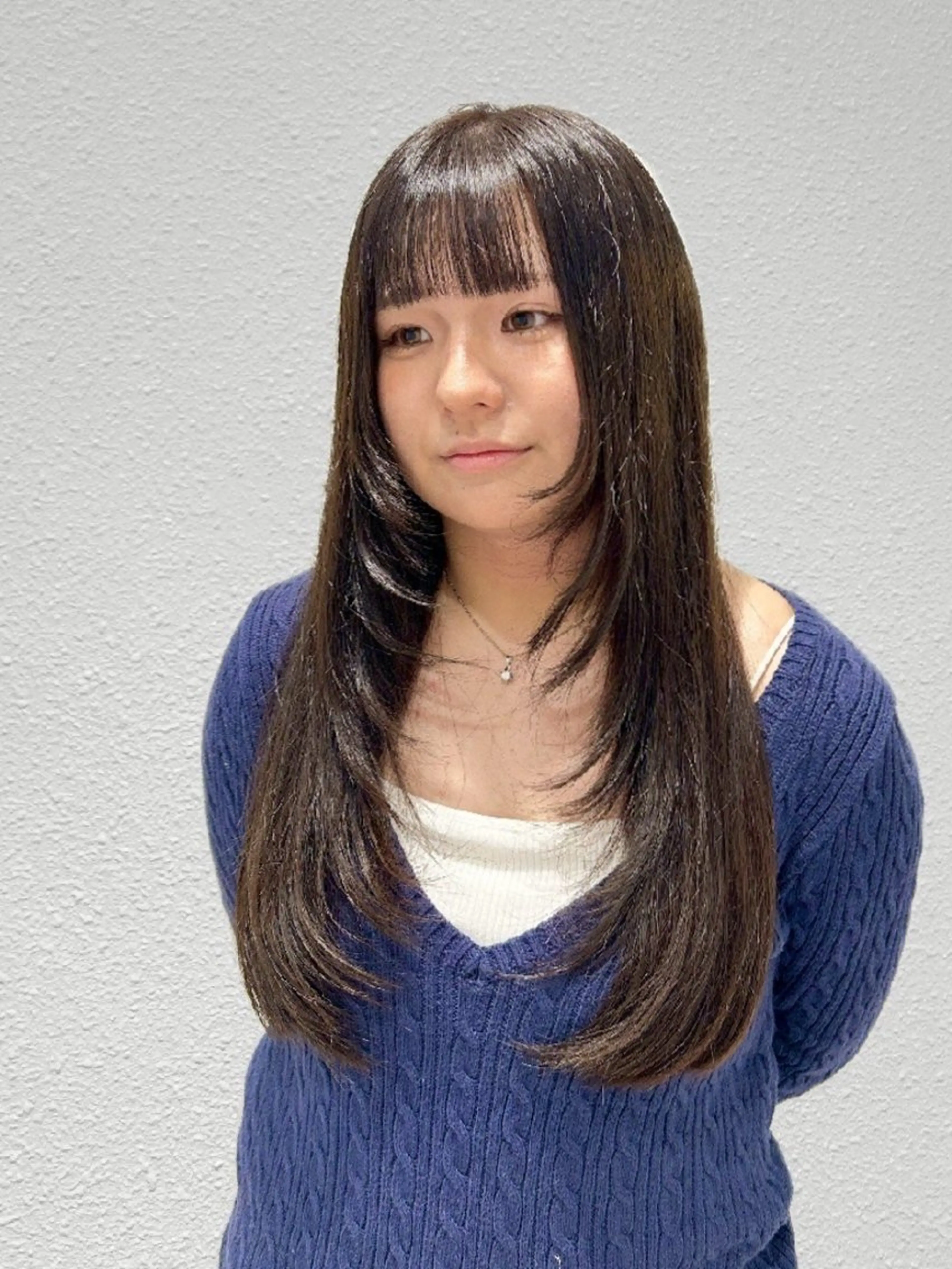 ロング カラー 顔まわりレイヤー 顔周りカット レイヤーカット スタイル 相模大野のヘアスタイル