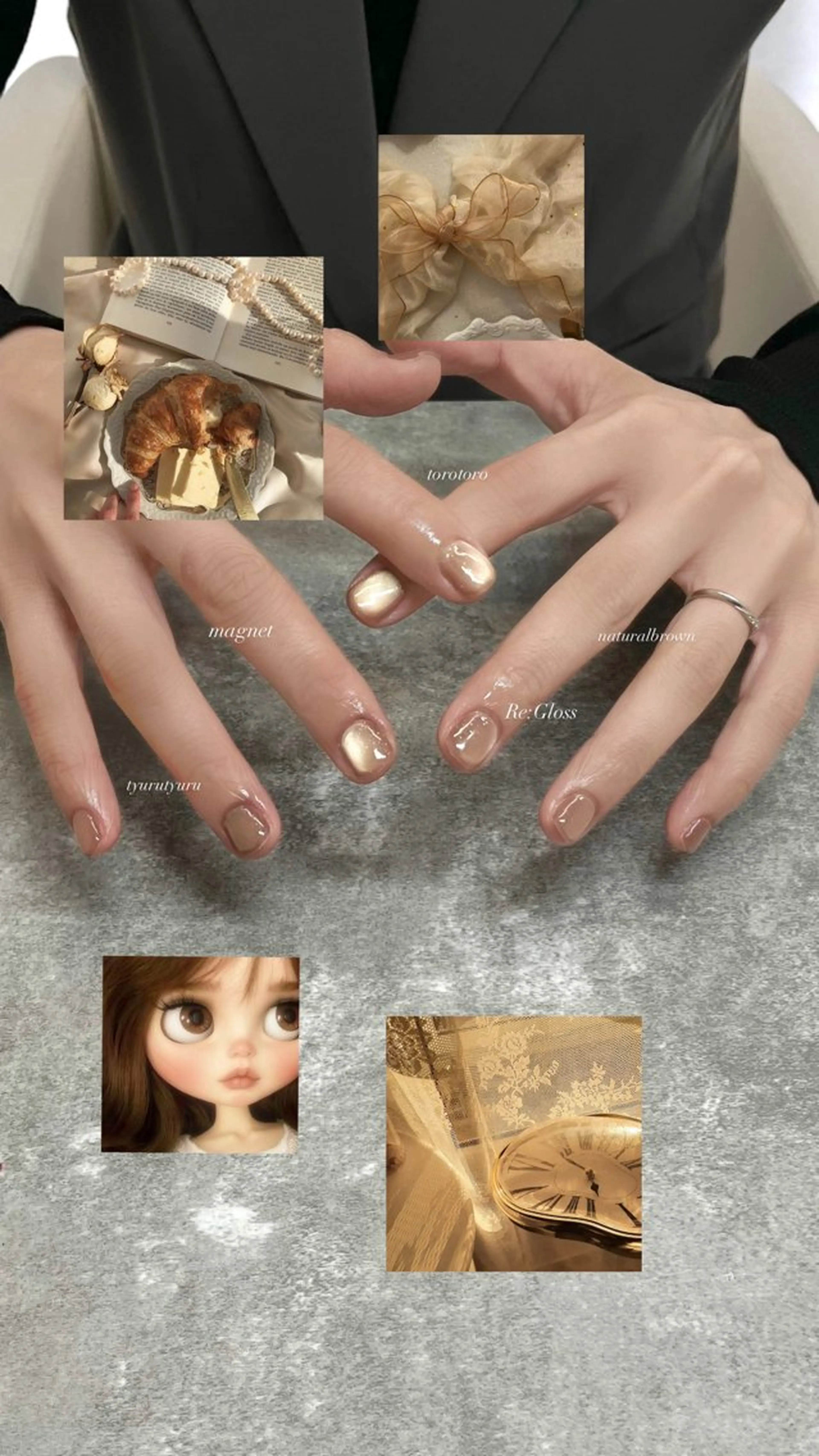 ネイル ブラウン マグネットネイル ハンドネイル 佐々木 南々美のネイルデザイン