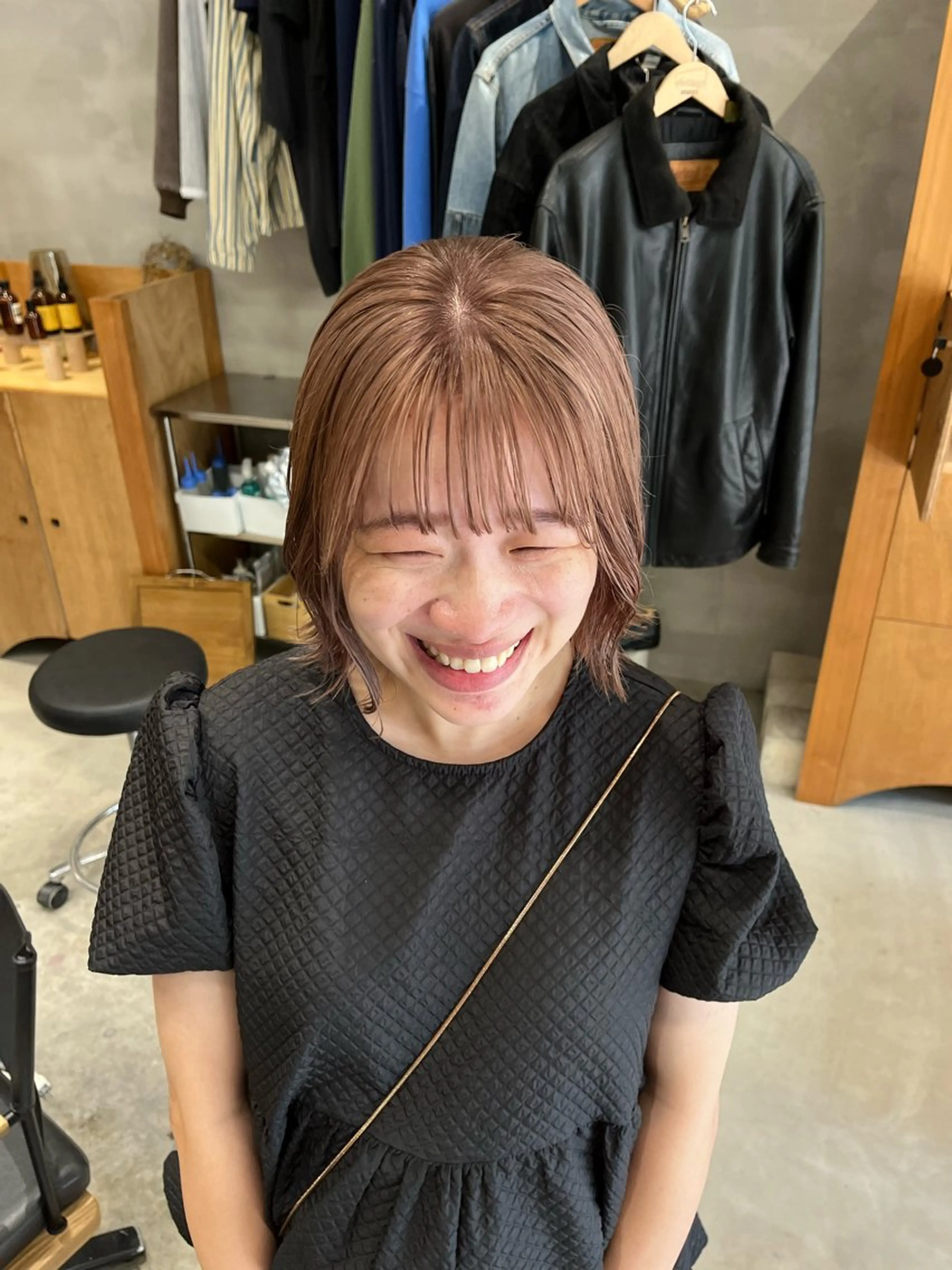 カラー ベージュカラー ピンクカラー ピンクベージュ 瑠己杏(るきあ) : ボブ/メイドカラーのヘアスタイル