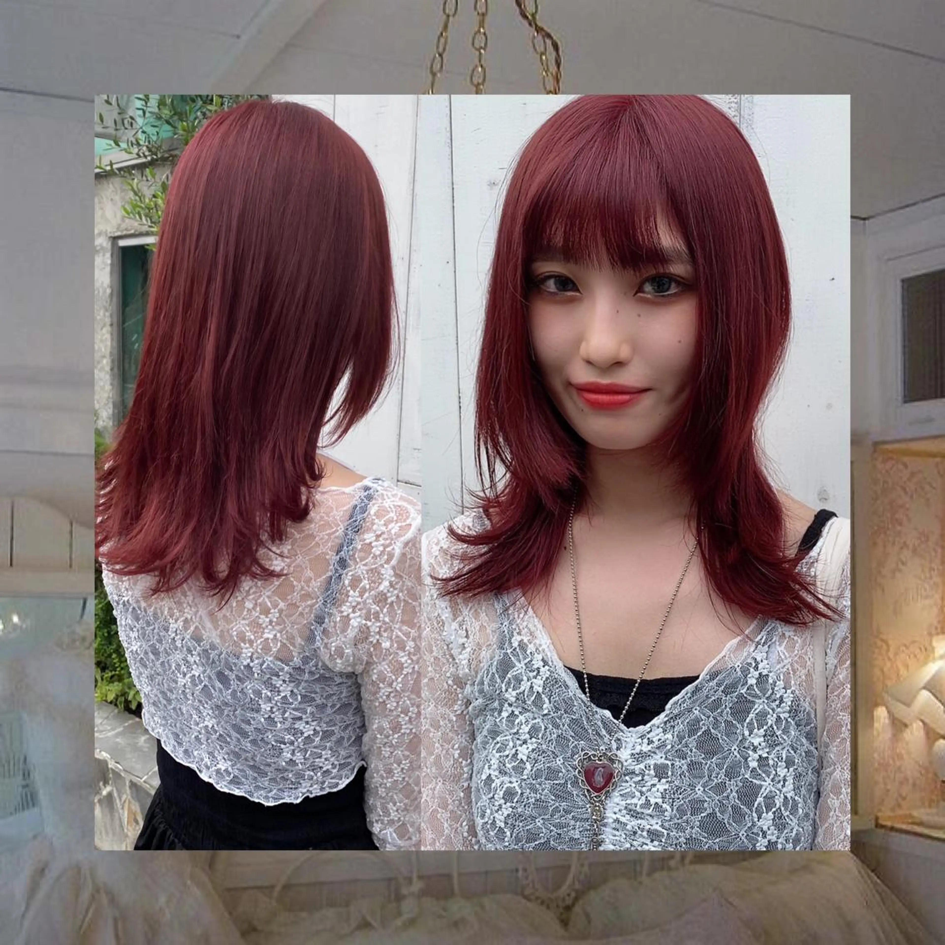 セミロング カラー ヘアアレンジ 韓国レイヤーカット/ 儚げカラーチナツのヘアスタイル