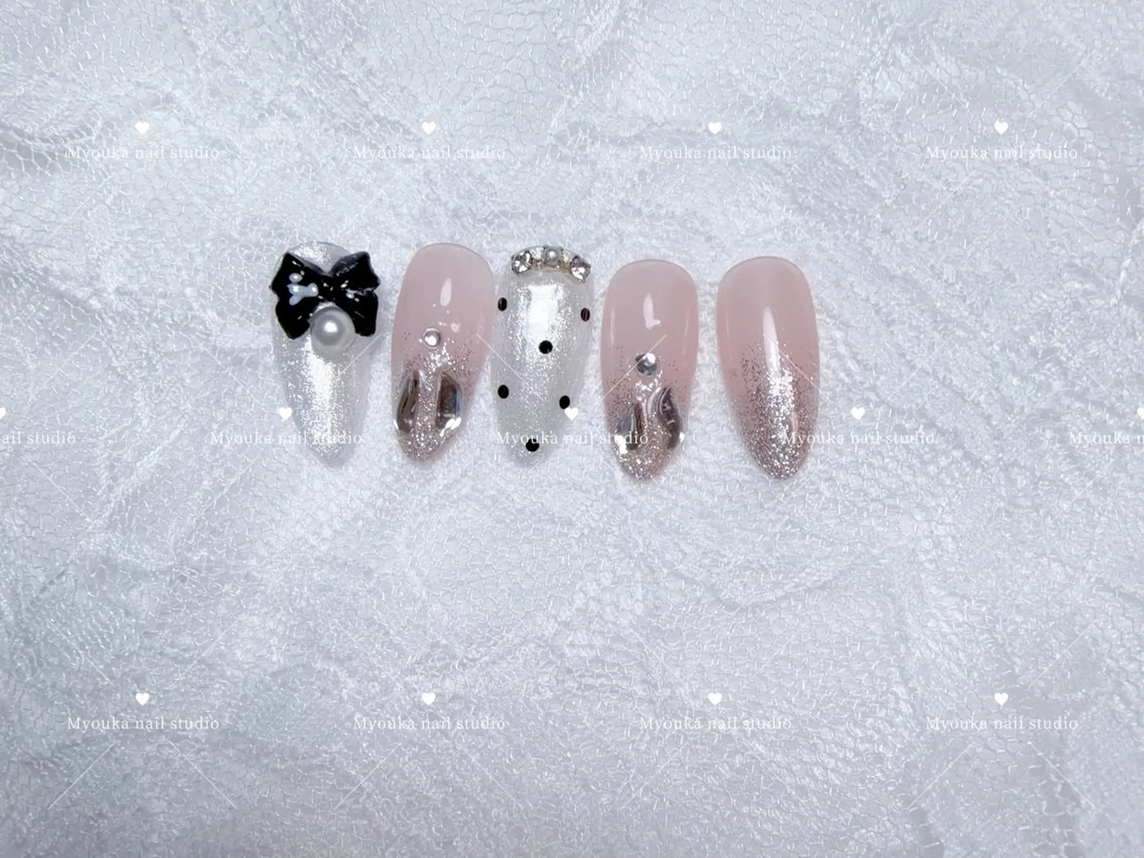 ネイル チークネイル 長さ出し フットネイル ジェルネイル グラデーション ハンドネイル Myouka 板橋区大山駅前店のネイルデザイン