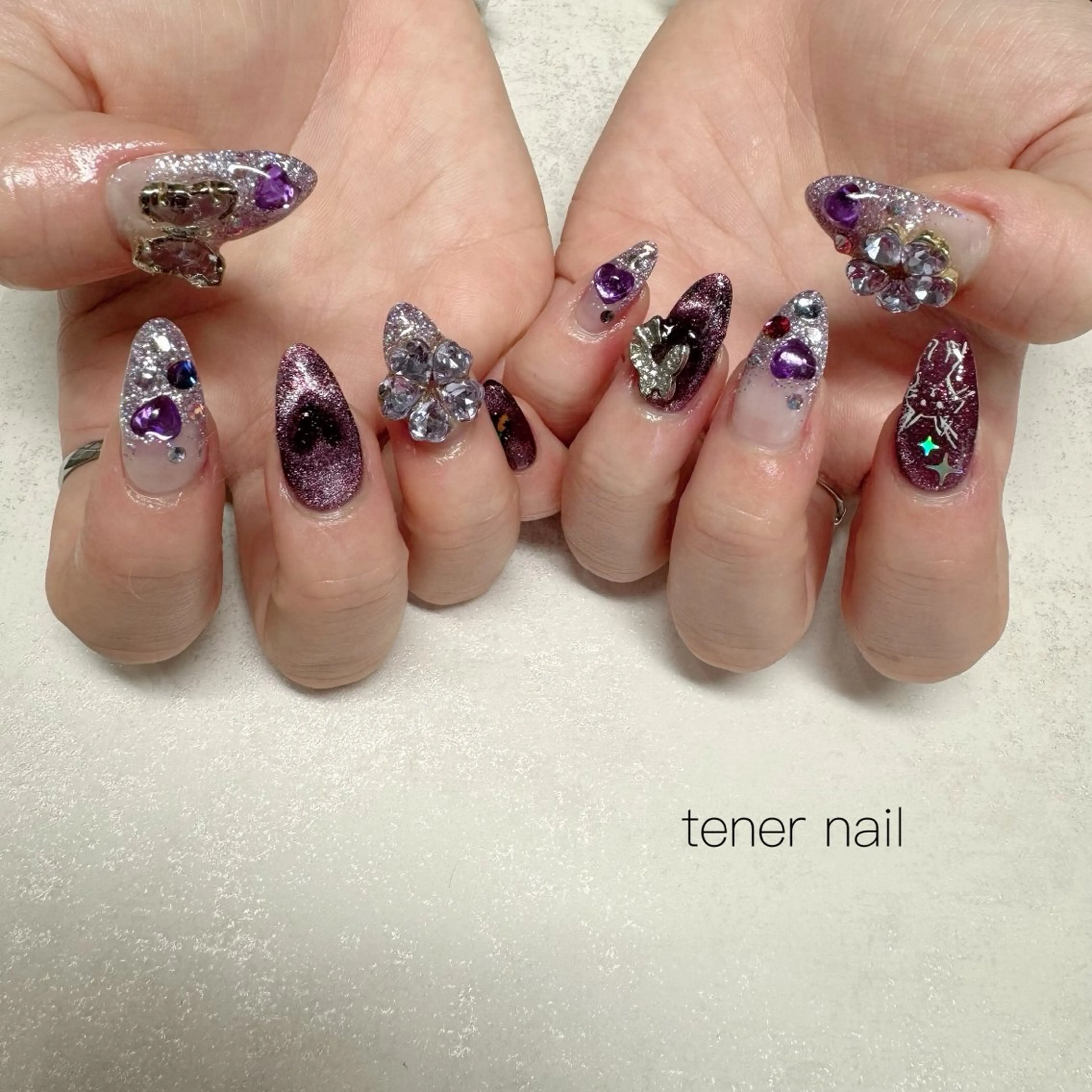 ネイル パープル ハンドネイル tener  nail  テネルネイル所属・テネルネイル tener nailのネイルデザイン