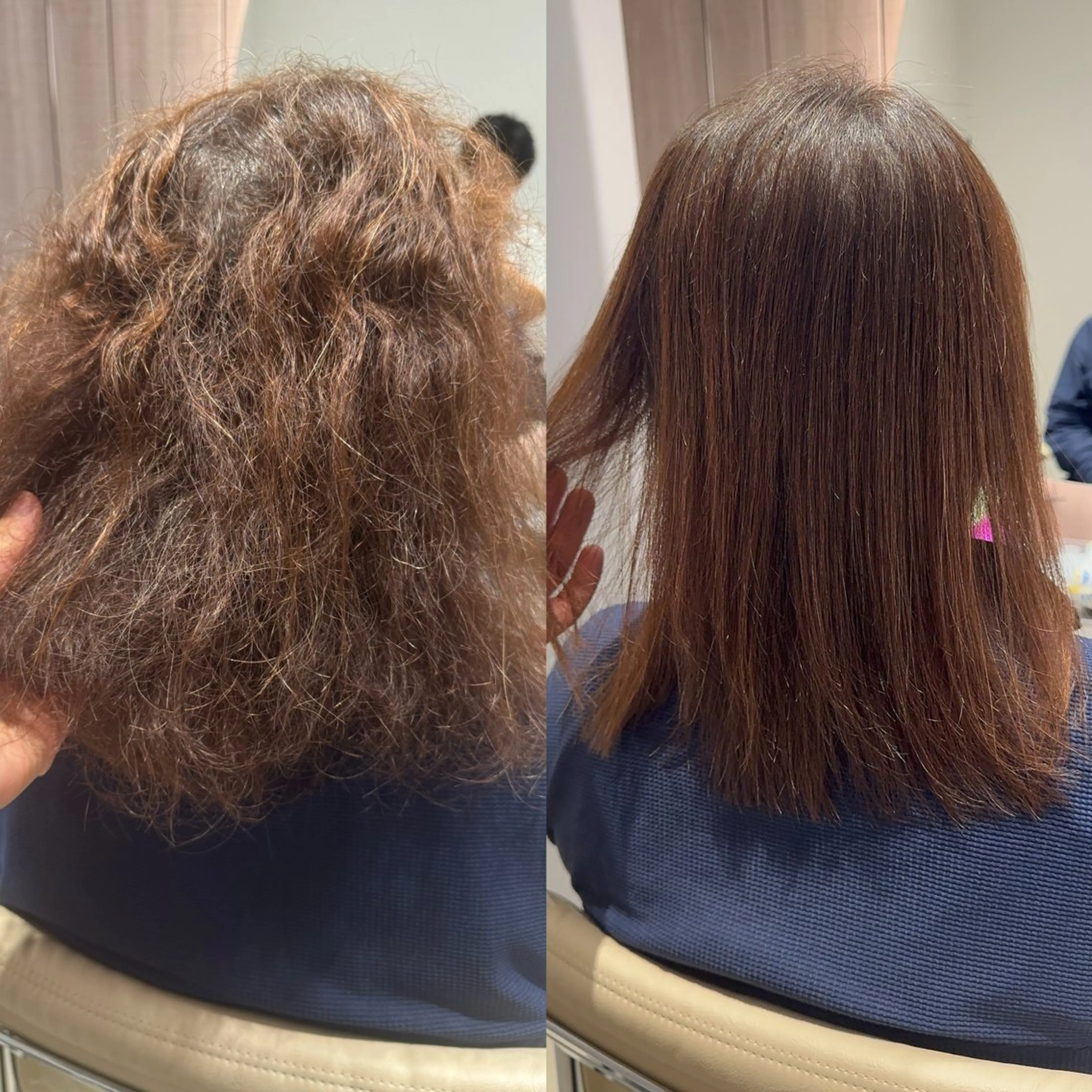 セミロング 縮毛矯正 癖毛女子が推薦✨ 美髪メイク美容師のヘアスタイル