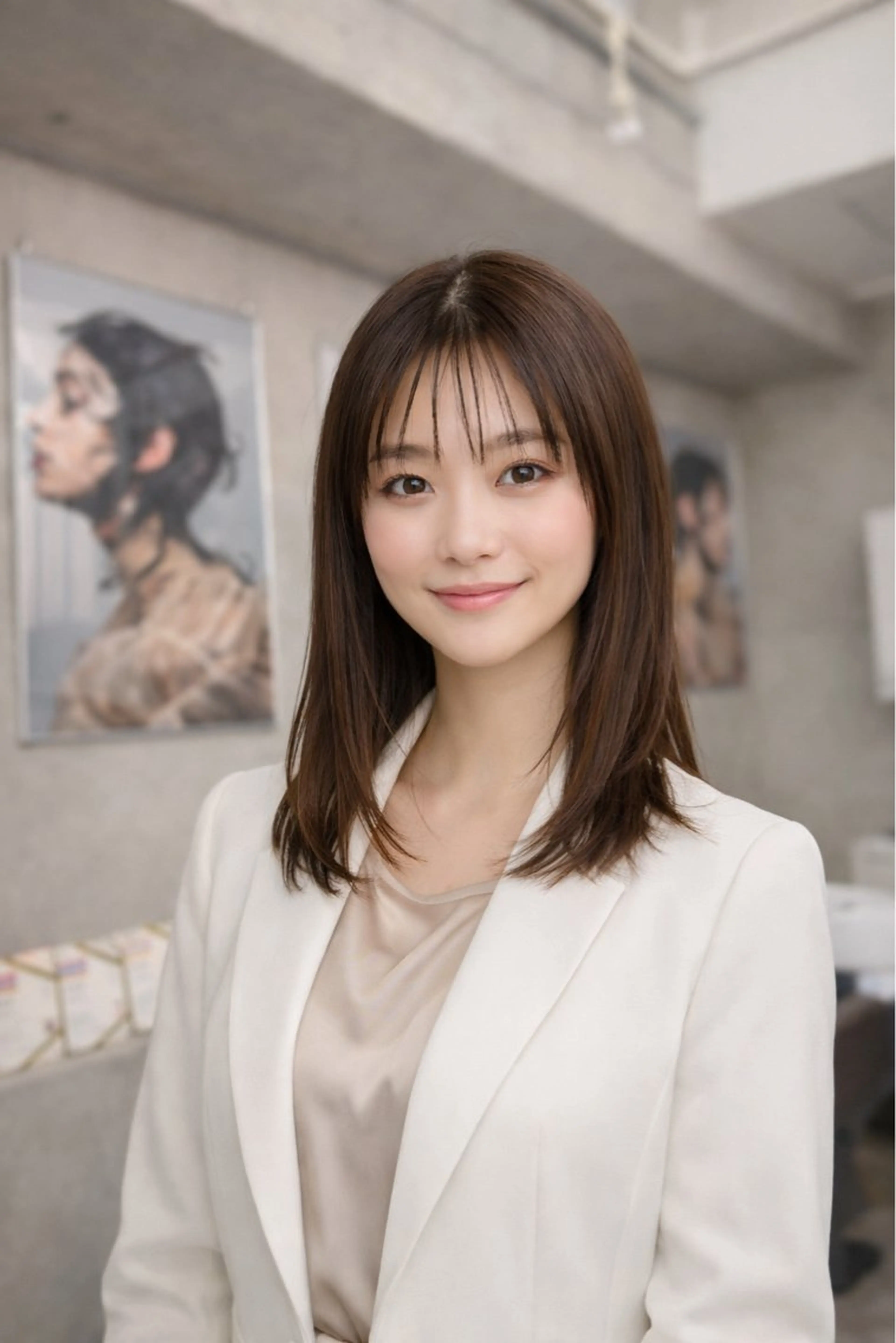 セミロング カット ヘアカラー ヘアセット 透明感カラー✨️山内 七鐘のヘアスタイル