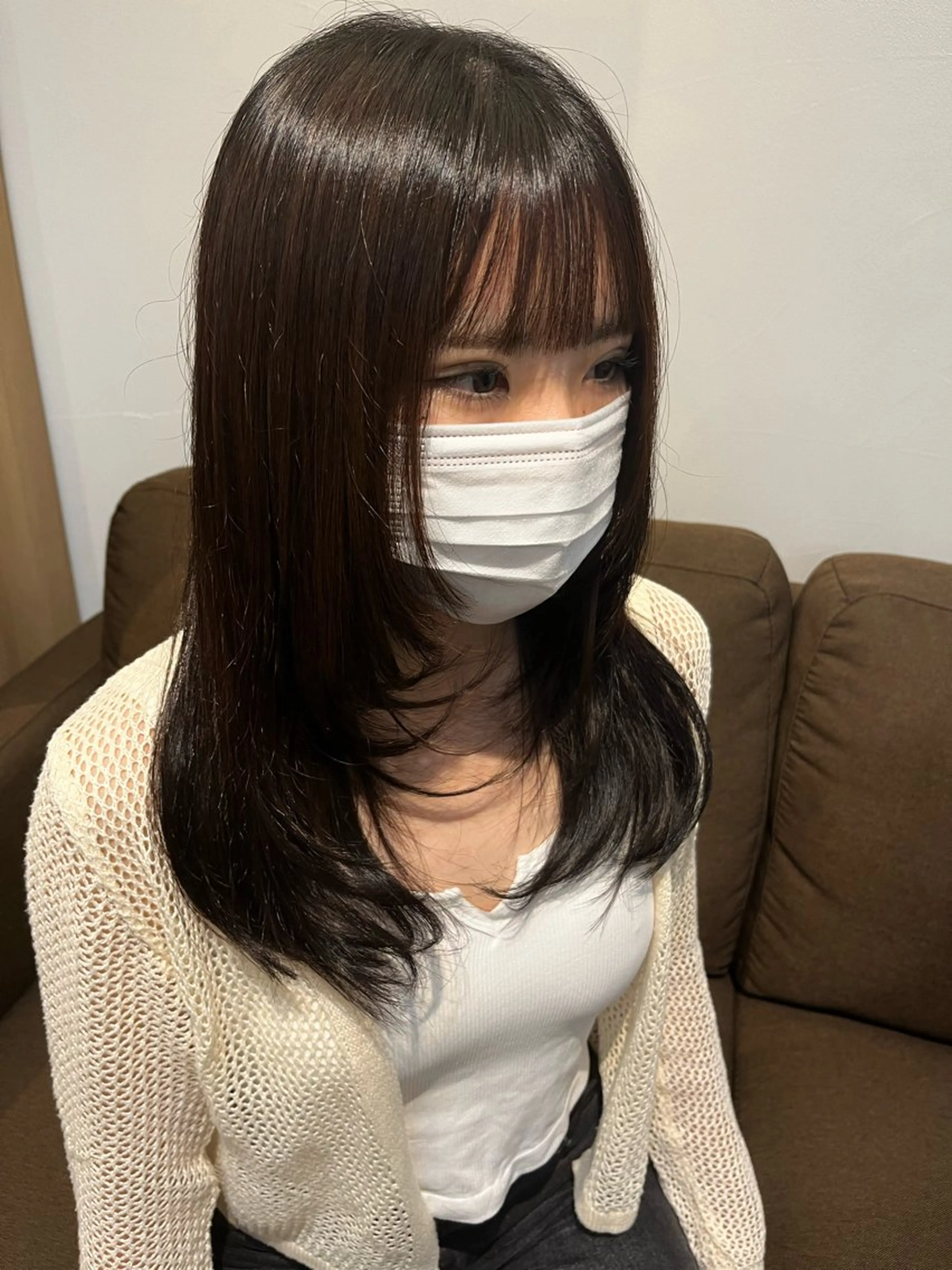 セミロング セミロングレイヤー 顔まわりレイヤー 姫カット レイヤーカット 小顔カット 臺 佳連のヘアスタイル