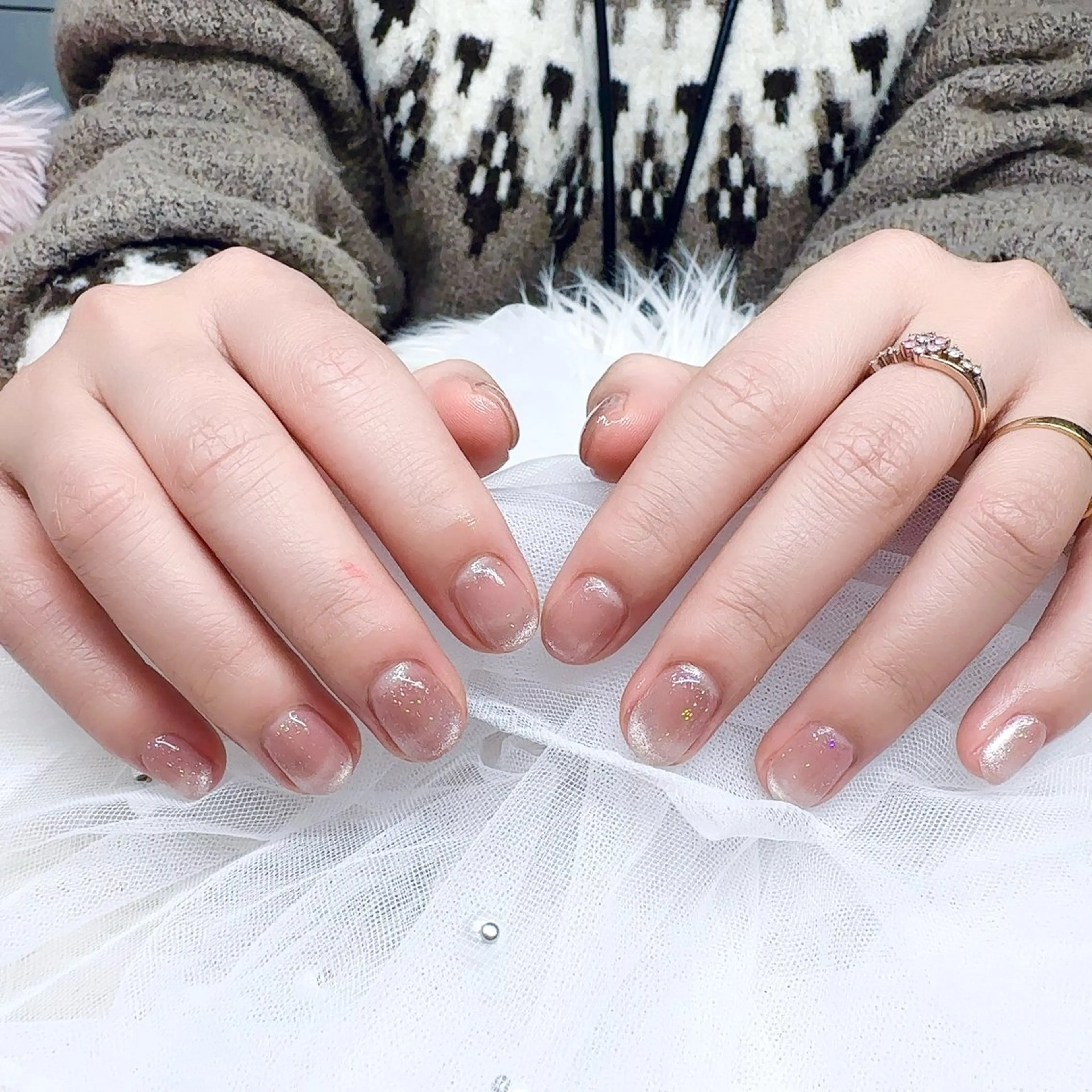 ネイル フレンチネイル マグネットネイル ピンク LOA.NAIL 本八幡店のネイルデザイン