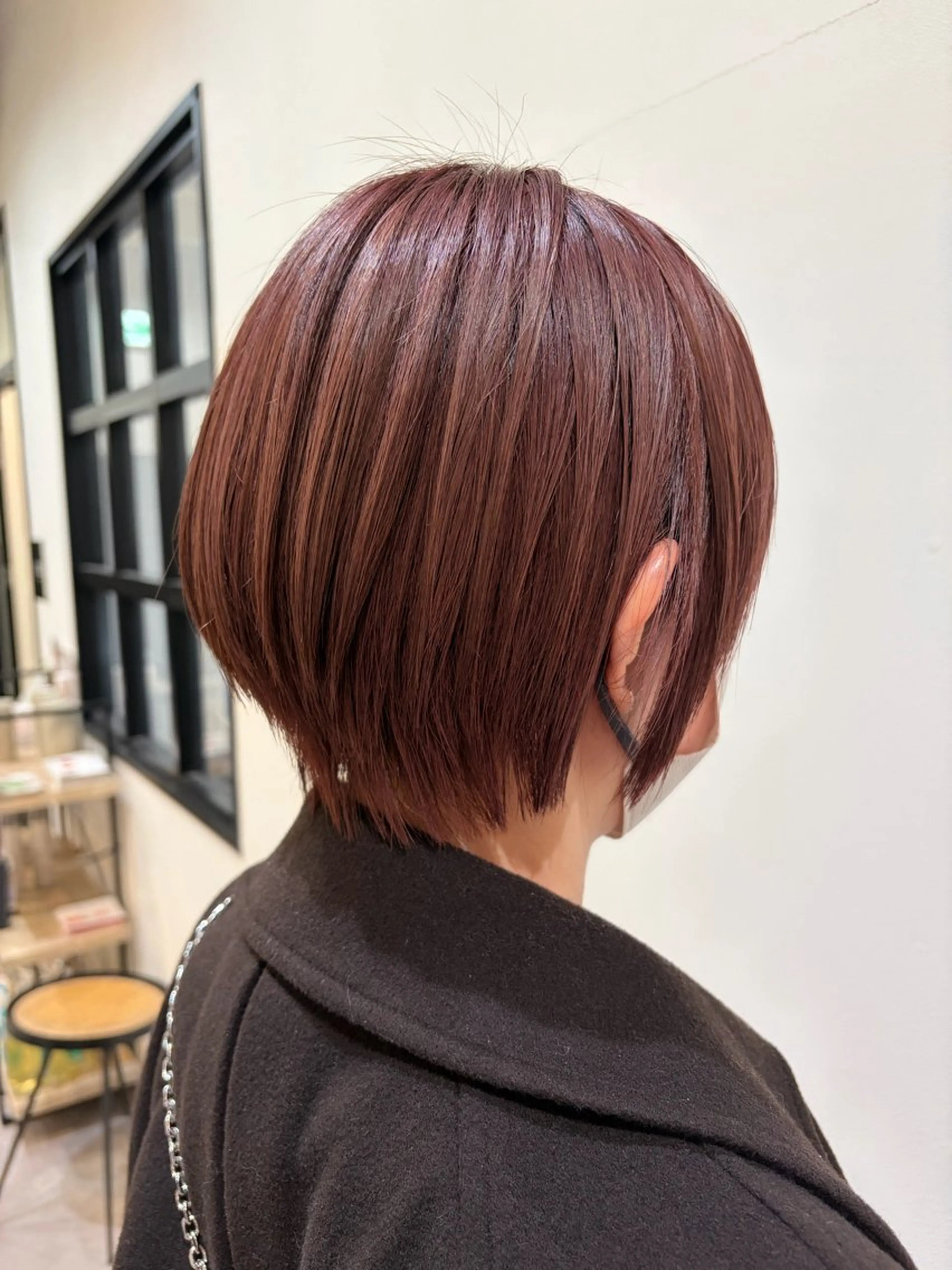 ショート ショートボブ ピンクブラウン ボブ ショートヘア カット ヘアカラー トリートメント ♡オシャ髪♡AI ✂️newi町田のヘアスタイル
