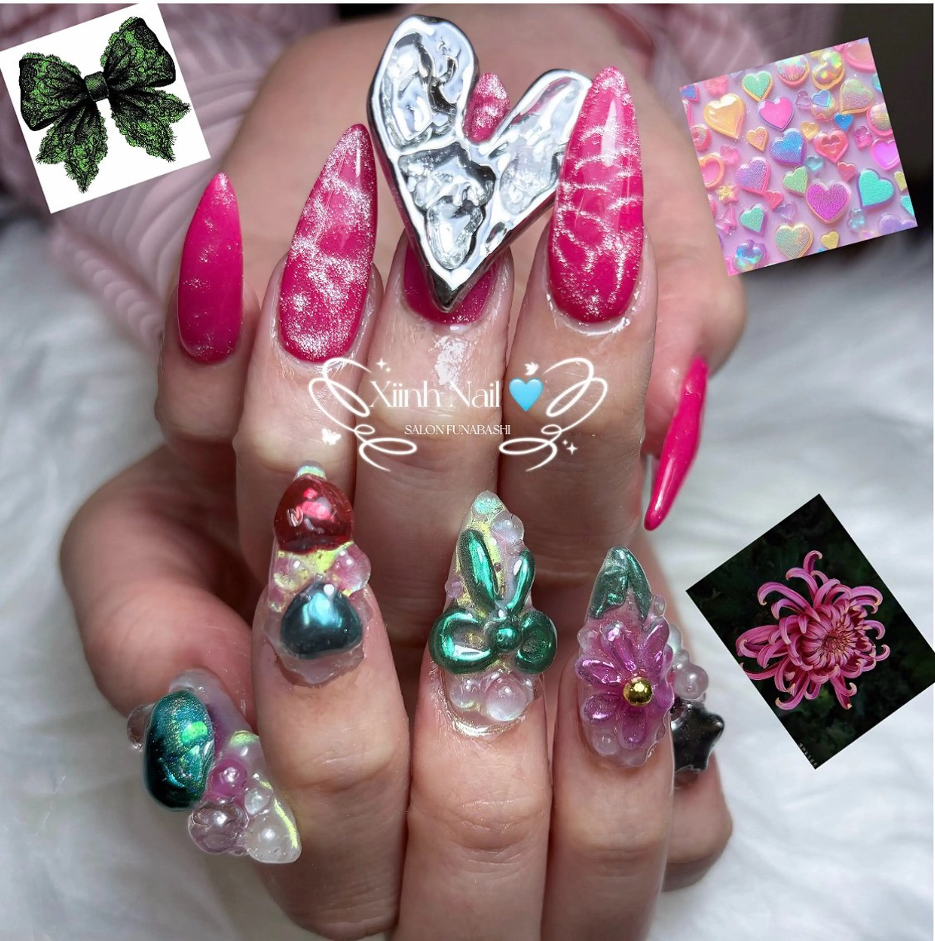 ネイル チークネイル 桜ネイル 長さ出し フットネイル ジェルネイル ハンドネイル XIINH NAIL SALONのネイルデザイン