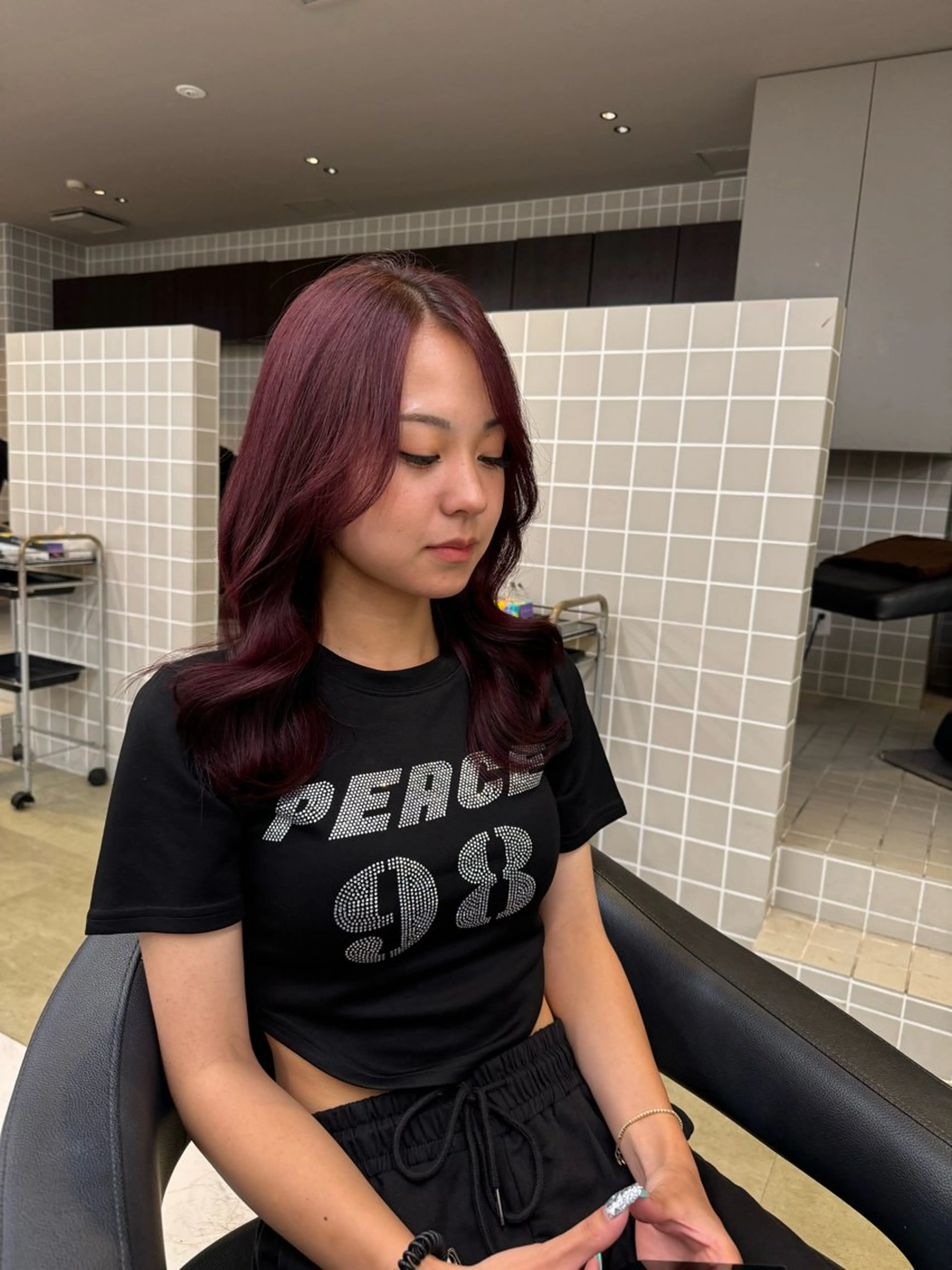 セミロング カラー パーマ ヘアアレンジ メンズ キッズ 韓国系🇰🇷🩶 艶暗髪/MEIのヘアスタイル