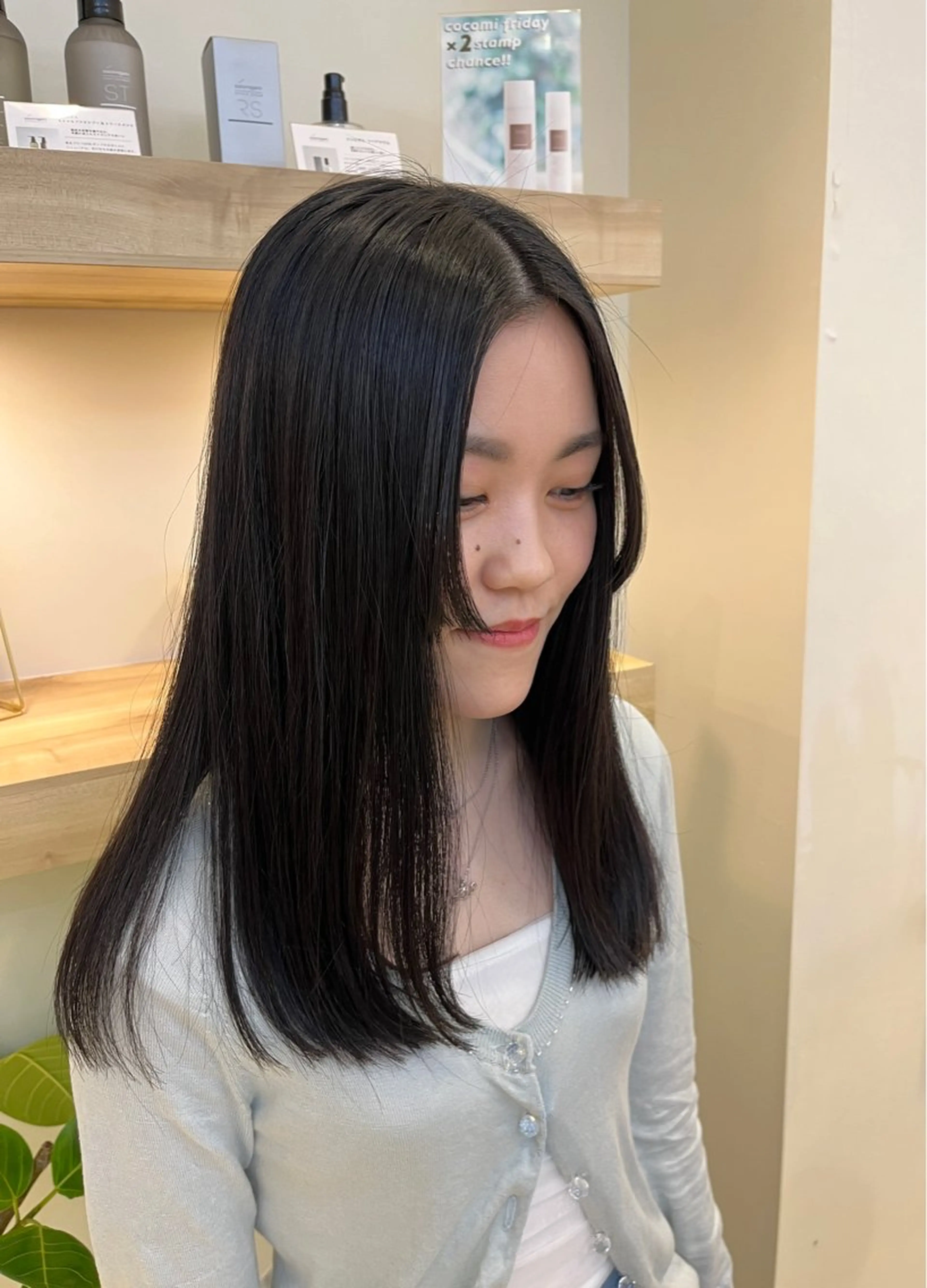 セミロング 縮毛矯正 暖色カラー🍒スパ/ canna‎🤎のヘアスタイル