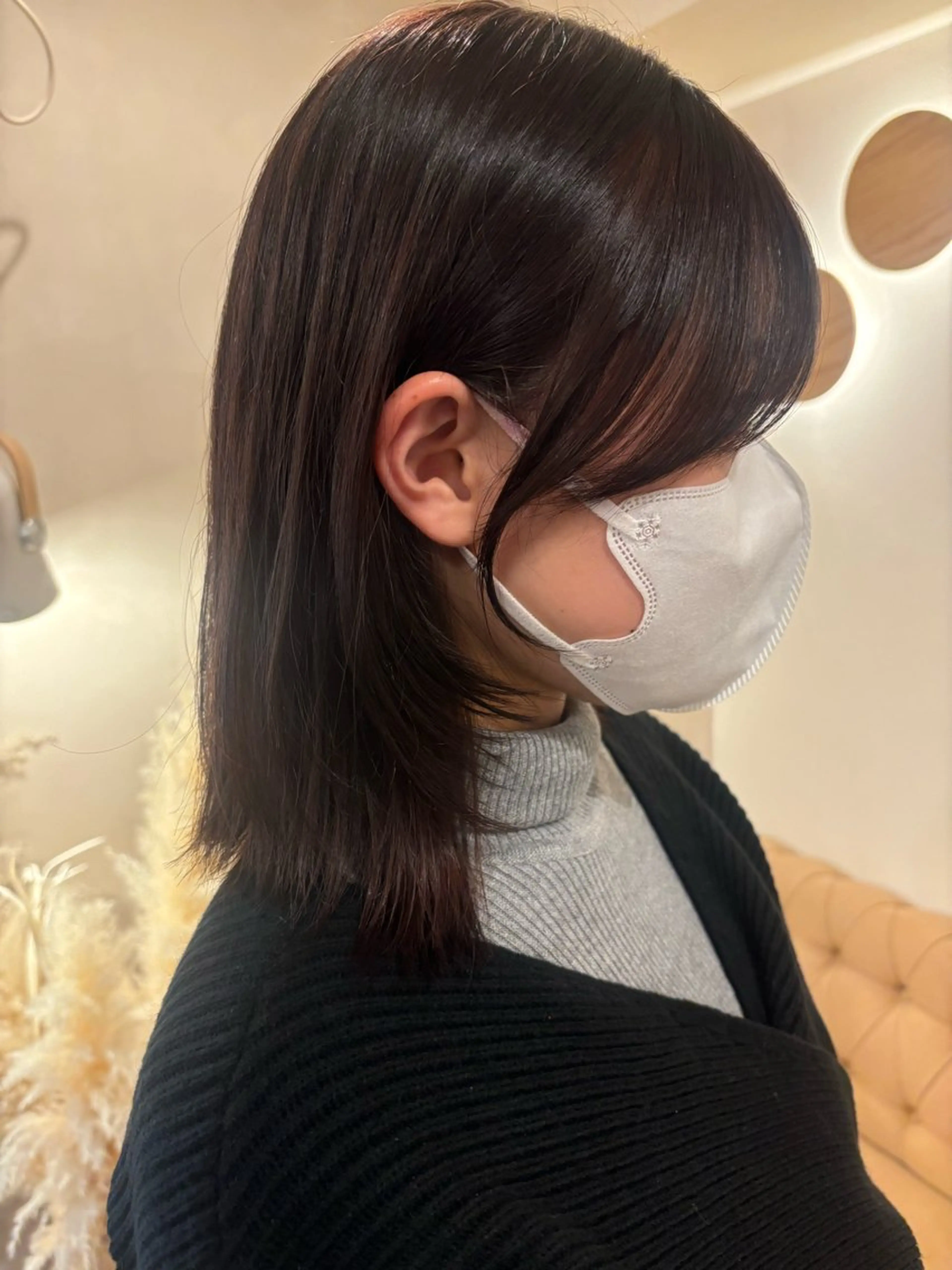 ミディアム カット ヘアカラー トリートメント ミルクティ/ピンク/ レイヤー/yuriaのヘアスタイル