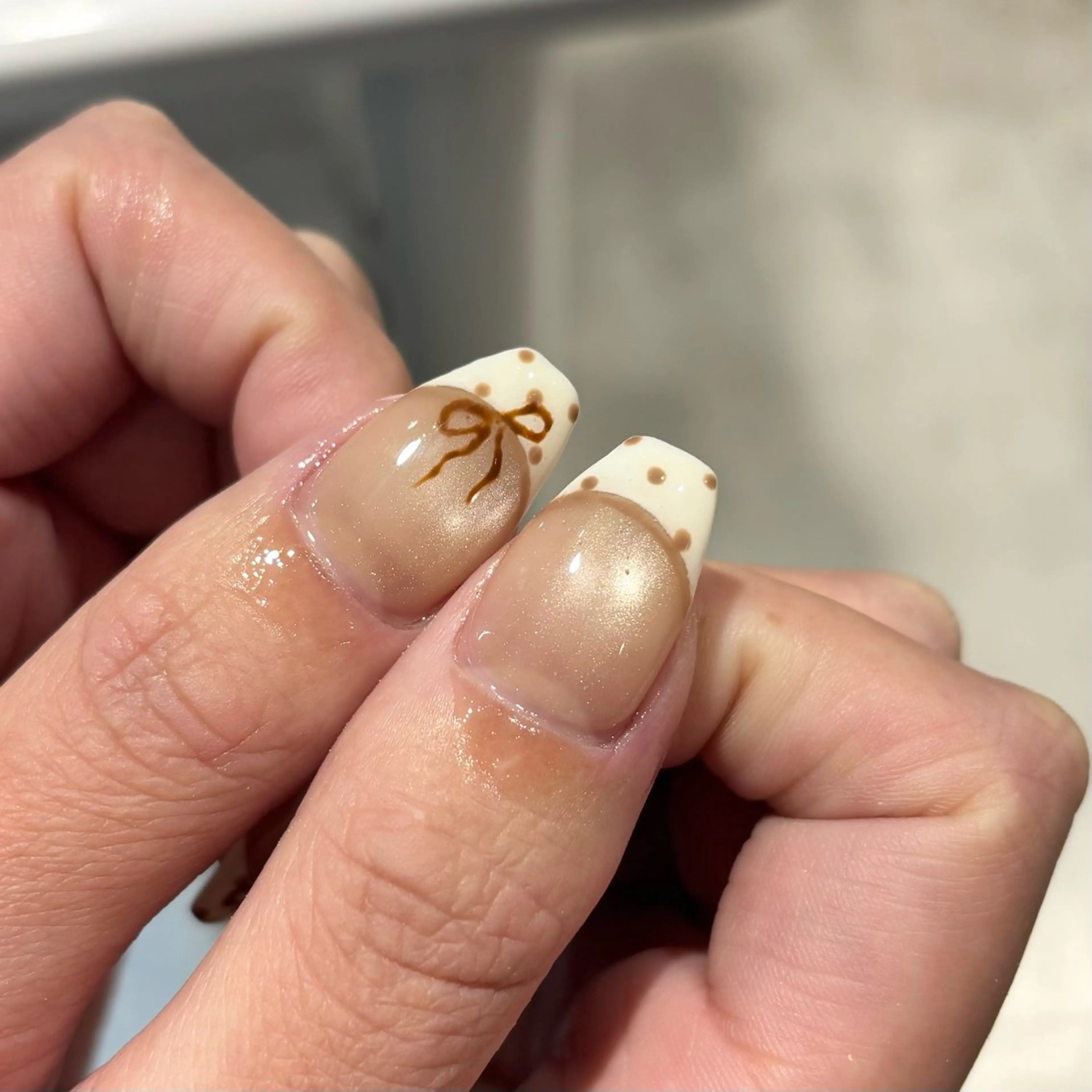 ネイル フレンチネイル 持ち込み リボン モデル様募集中♡ Kokomi🍮のネイルデザイン