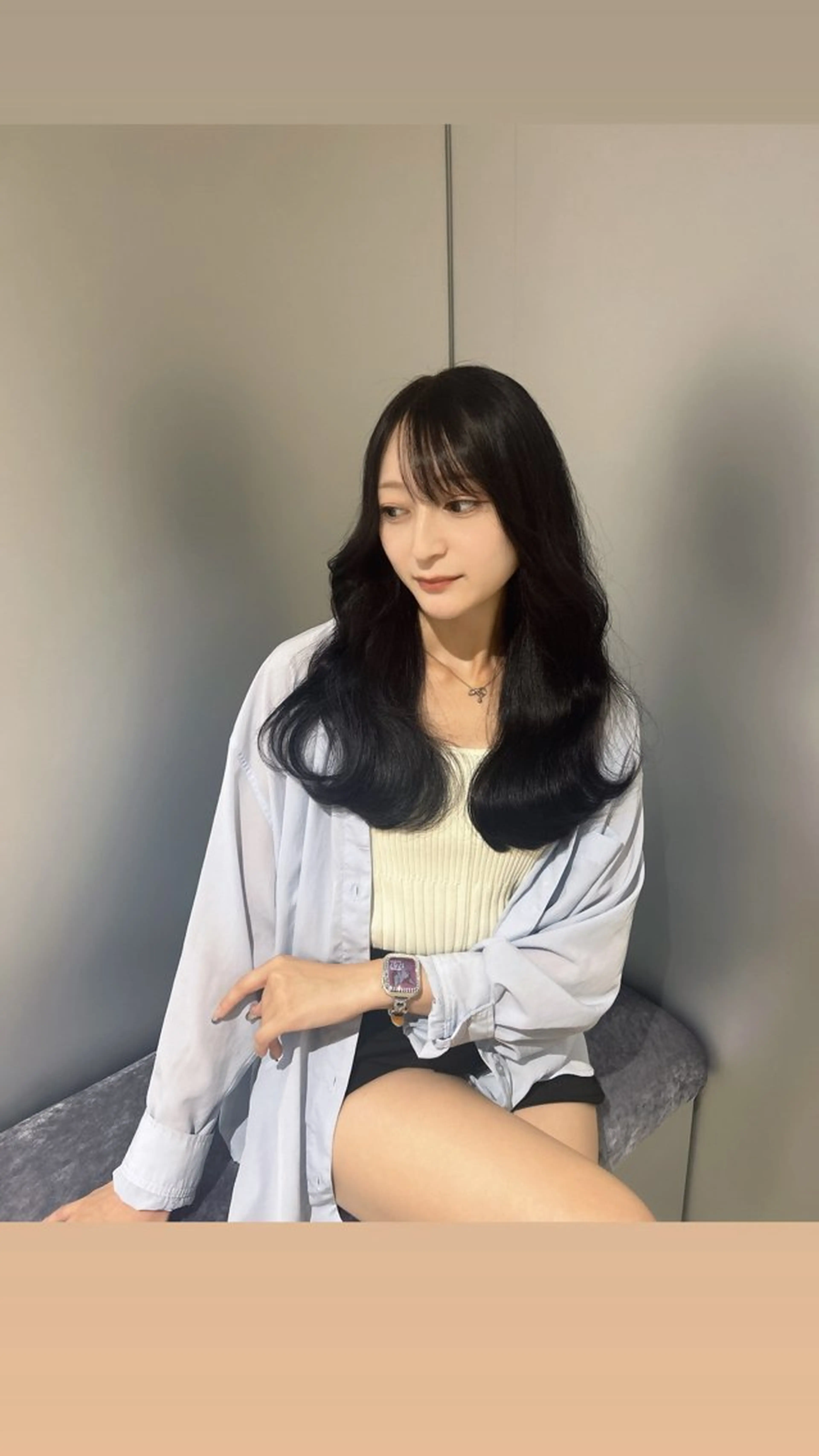 ロング カラー グレージュ ラベンダーカラー ラベンダーグレージュ ラベンダーグレー レイヤーカット/ 縮毛矯正🇰🇷早坂のヘアスタイル