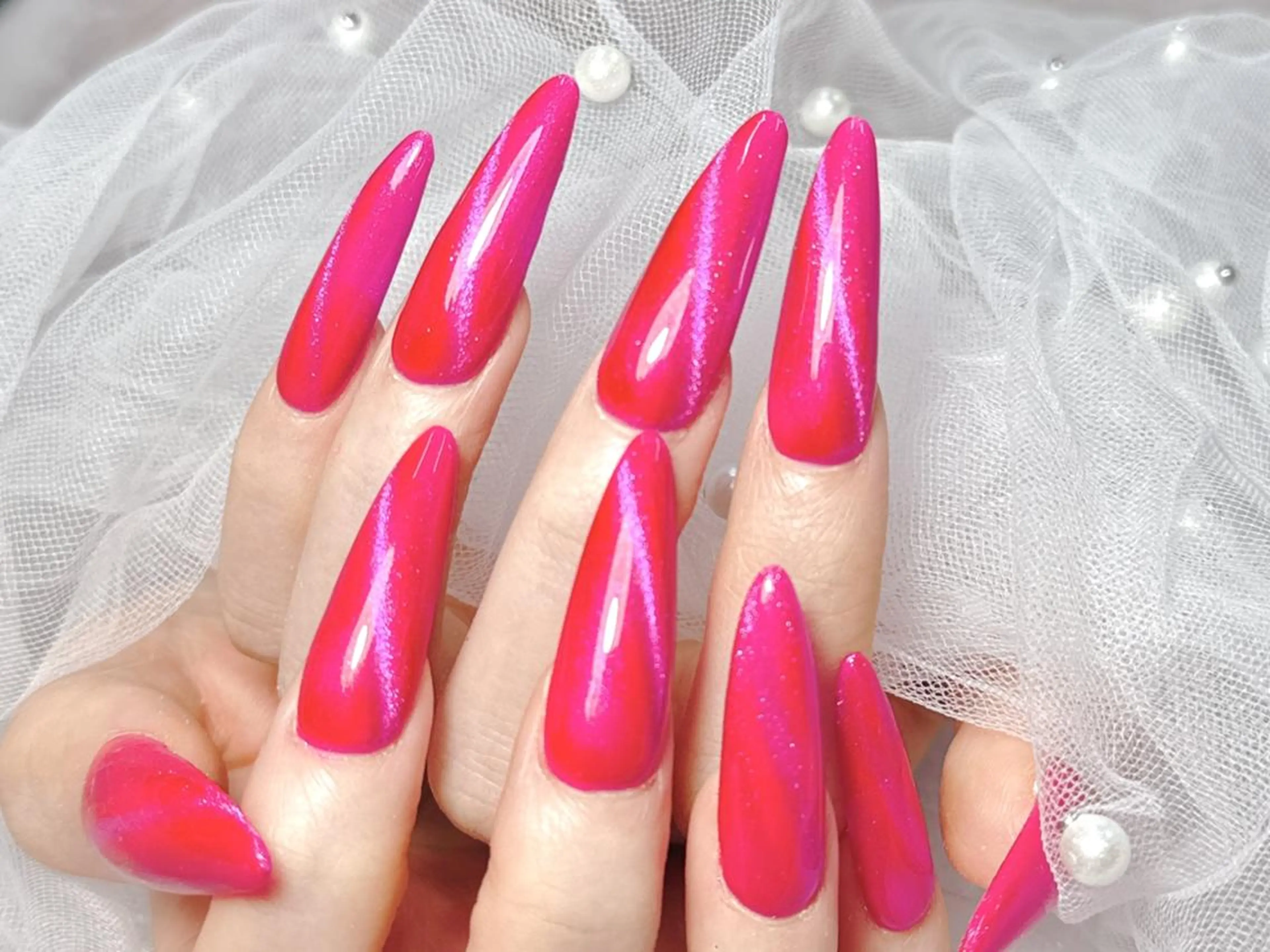 ネイル オーロラネイル チークネイル 長さ出し フットネイル フレンチネイル ハンドネイル ハンドケア yumi nailのネイルデザイン