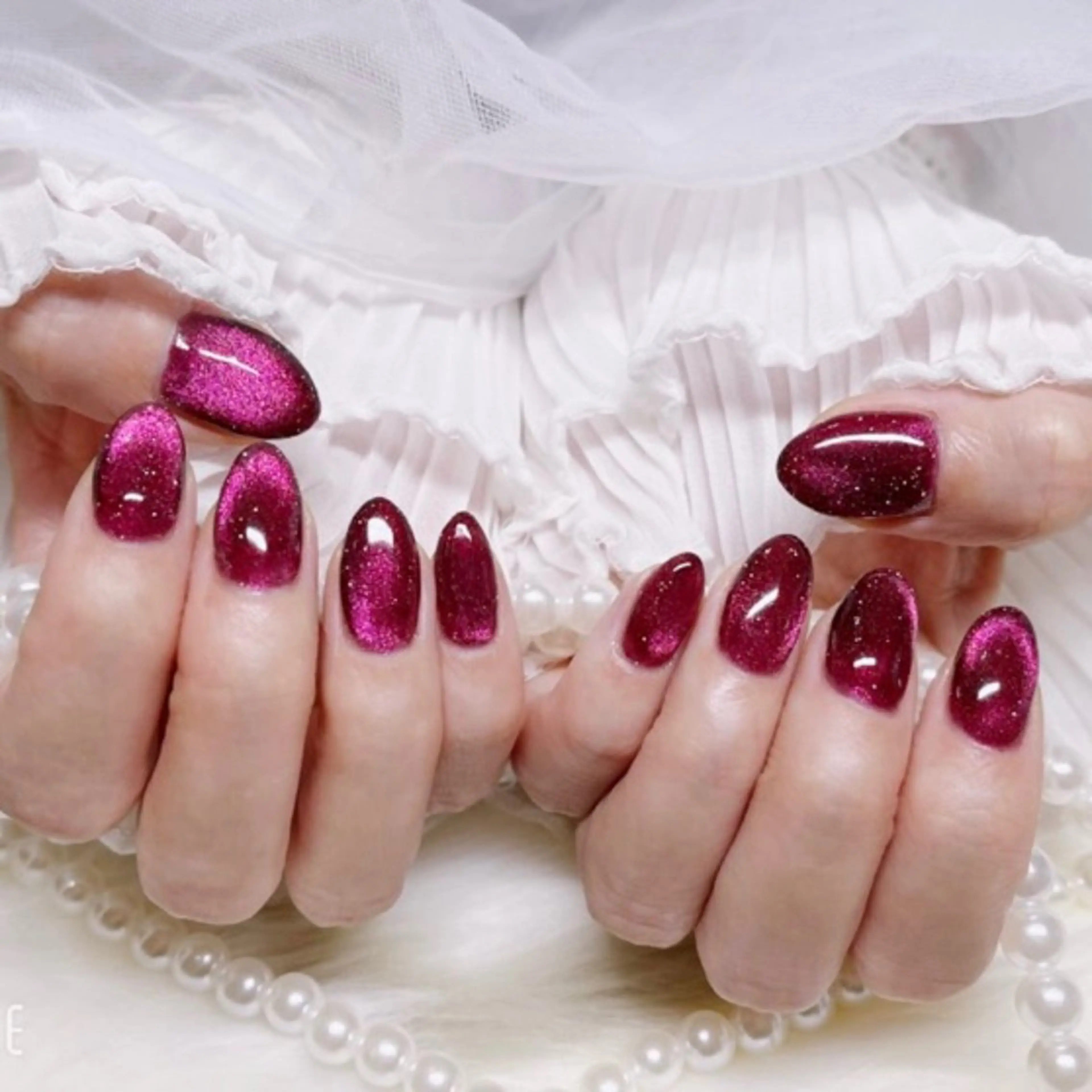 ネイル ブラウン フラッシュネイル マグネットネイル ピンク ハンドネイル ボガスティーズネイル 川崎店のネイルデザイン