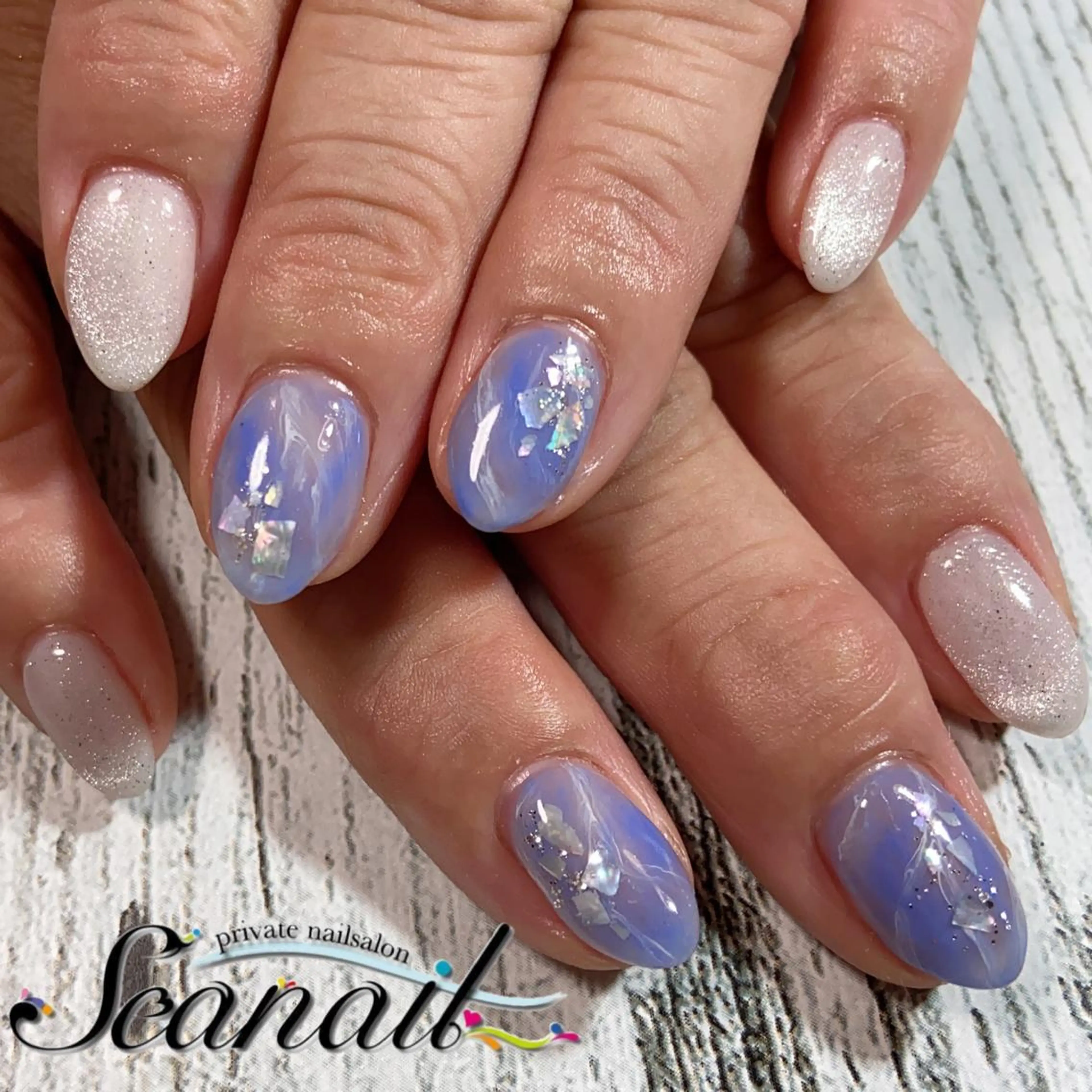 ネイル アートネイル ブルー フットネイル ジェルネイル マグネットネイル 小尾 栞のネイルデザイン