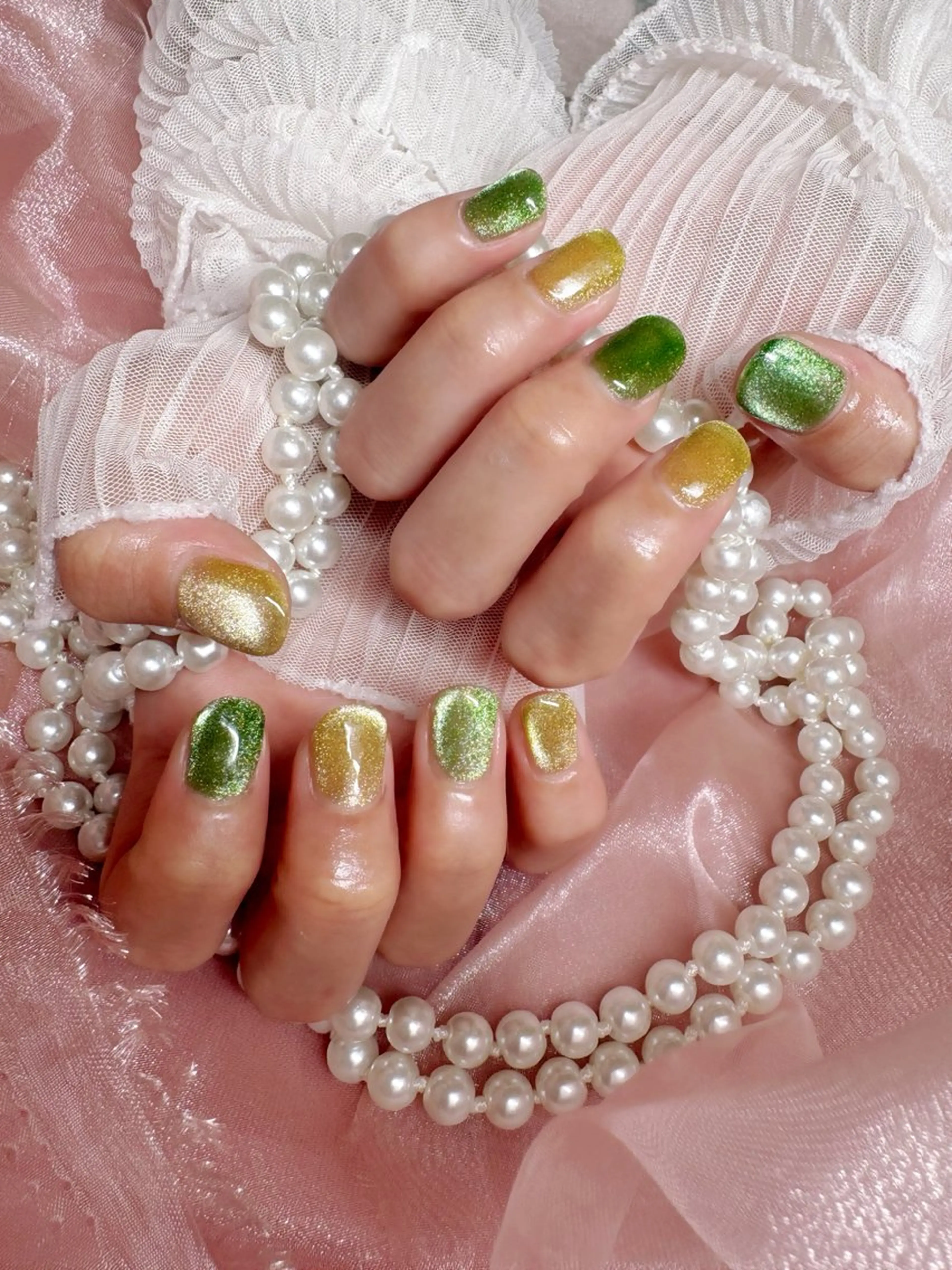 ネイル グリーン ハンドネイル Nail Salon macherieのネイルデザイン