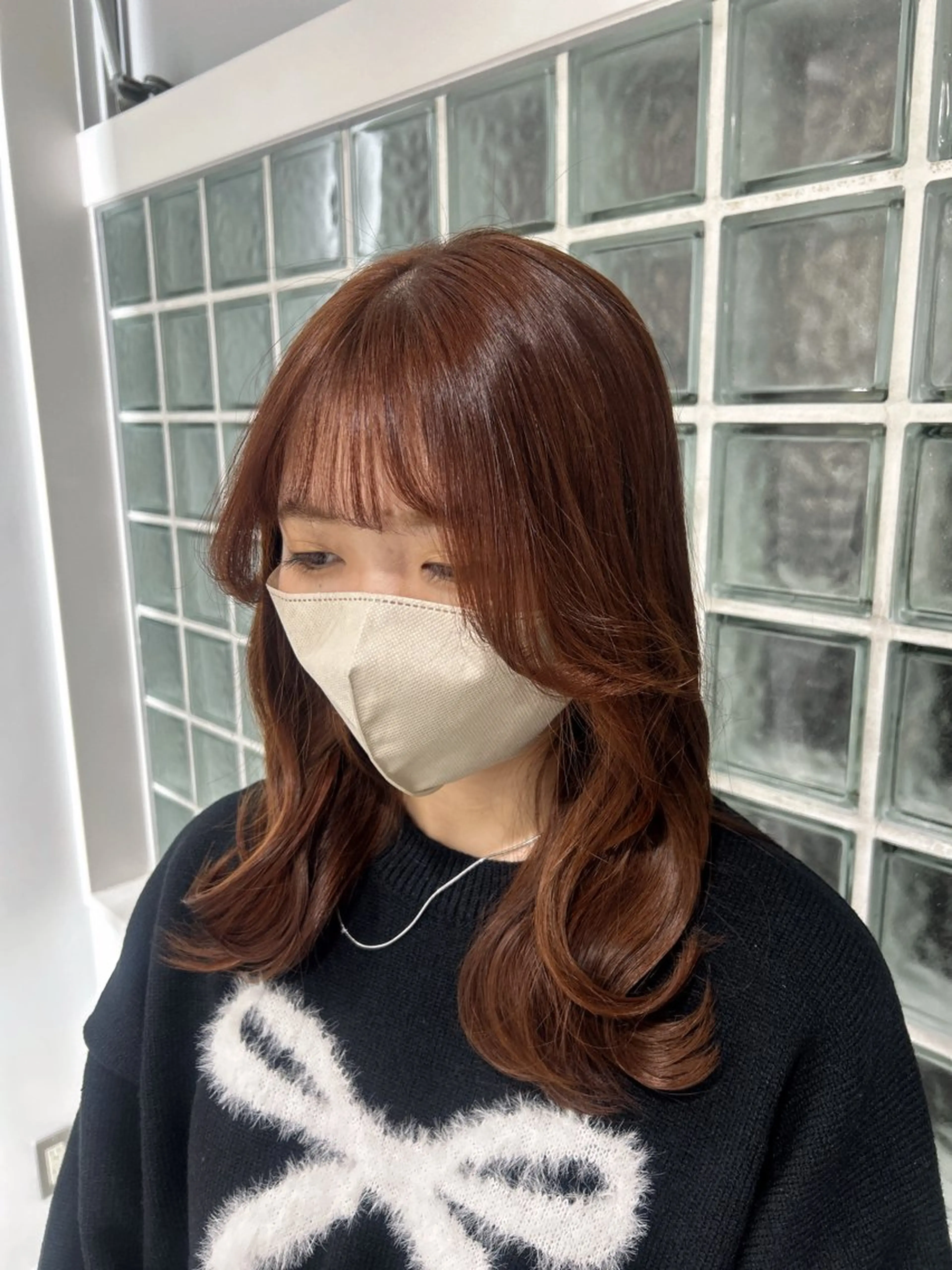 セミロング カラー カット 縮毛矯正 愛結 暖色カラー🎀🩰のヘアスタイル