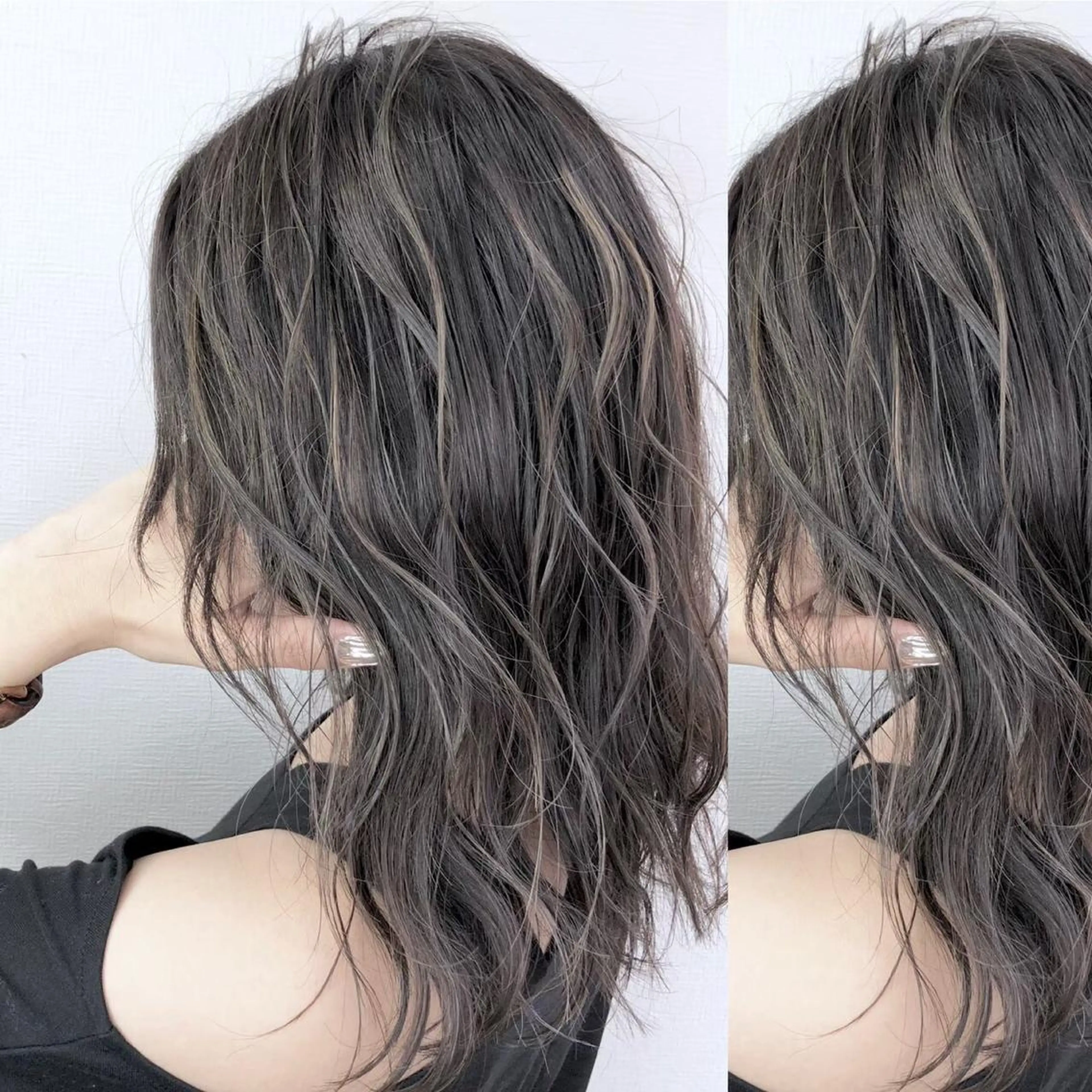 ミディアム カラー カット ヘアカラー JuNブリーチに 縮毛矯正するプロのヘアスタイル