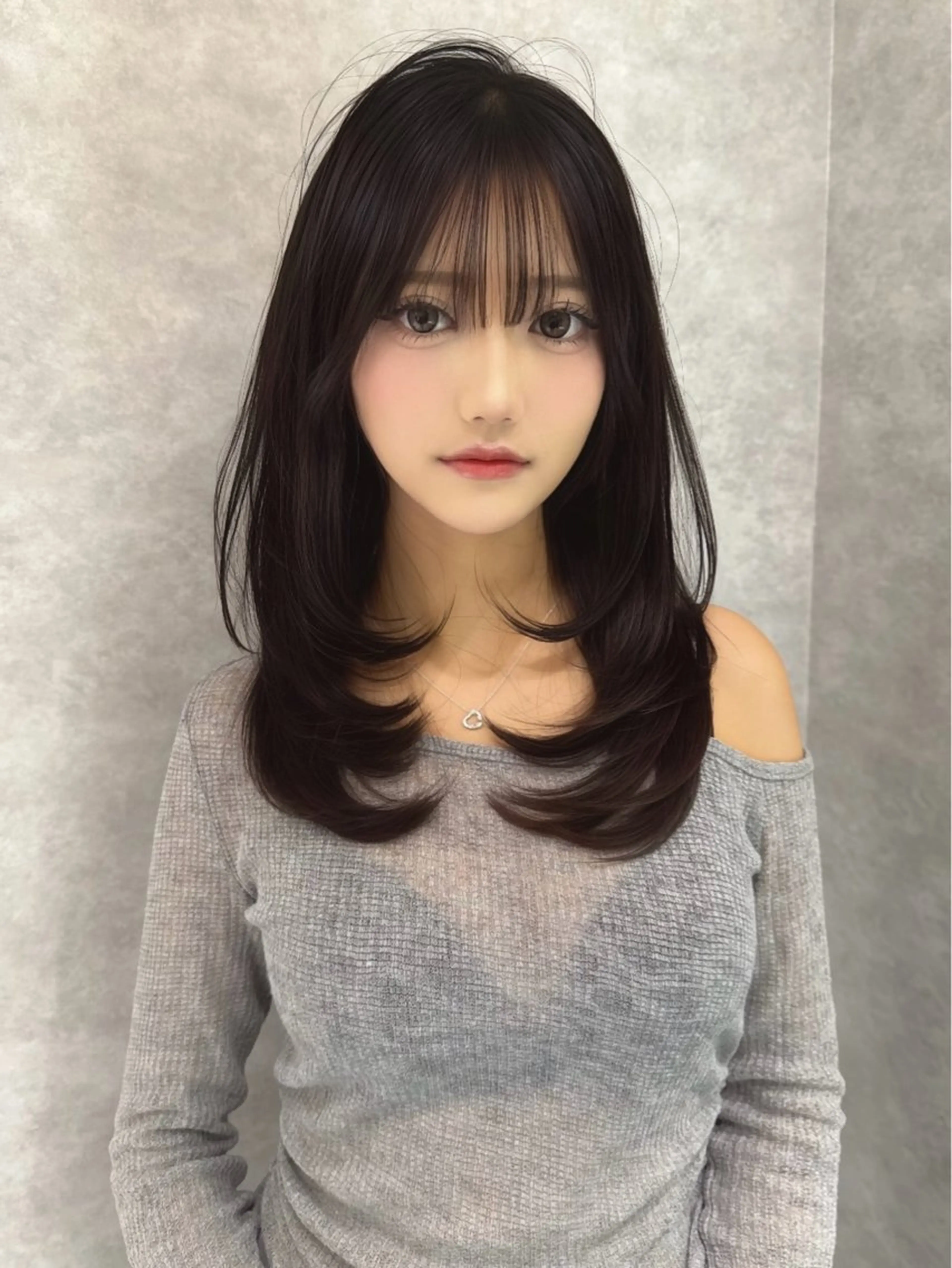 ロング くびれヘア ヨシンモリ 韓国風ヘア レイヤーカット カット ヘアカラー トリートメント MASHU韓国ヘア/ レイヤー/透明感カラのヘアスタイル