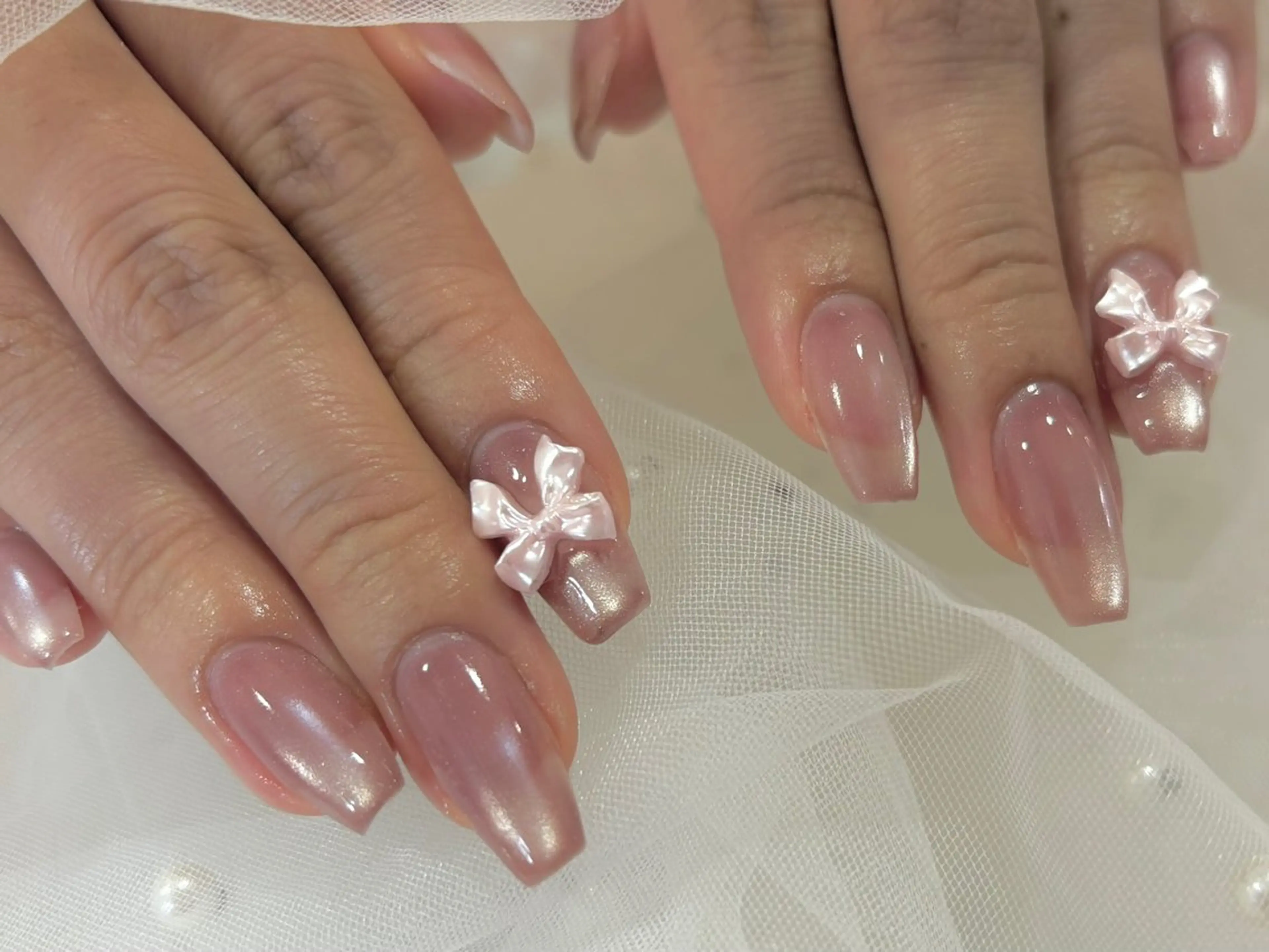 ミディアム 韓国風ヘア ハンドネイル ワンホンネイル/ 韓国ネイルMAKIのネイルデザイン