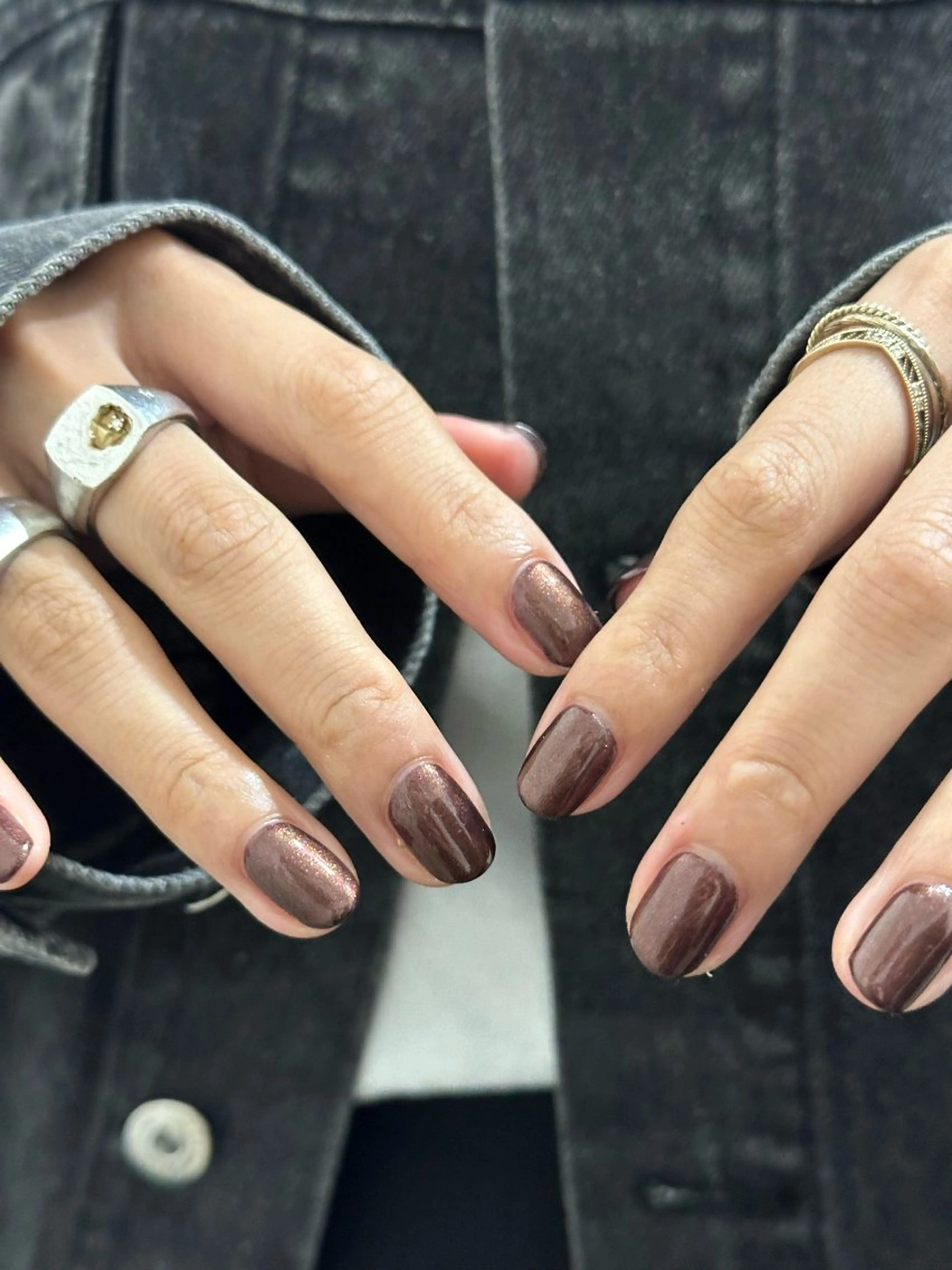 ネイル ブラウン ハンドネイル フットネイル kiii.__ ✴︎*のネイルデザイン