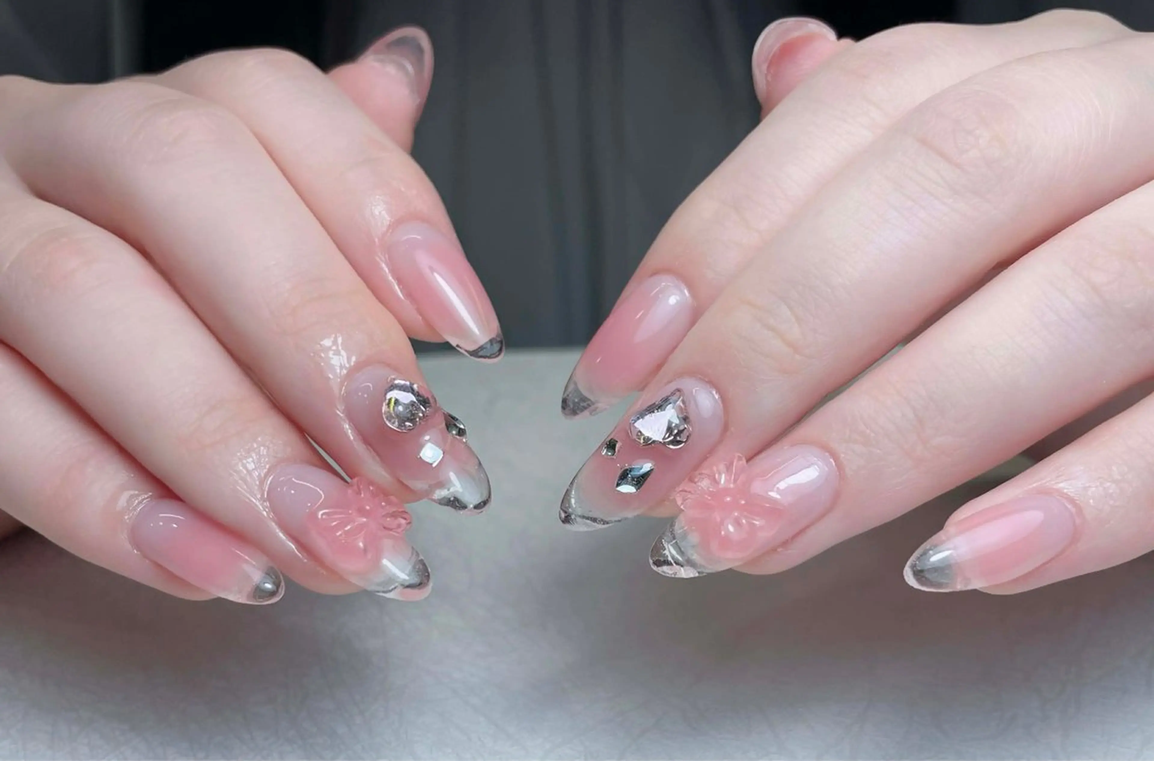 ネイル 長さ出し フットネイル フレンチネイル ジェルネイル ガラスフレンチ ハンドネイル 中野駅から2分 MEO NAILのネイルデザイン