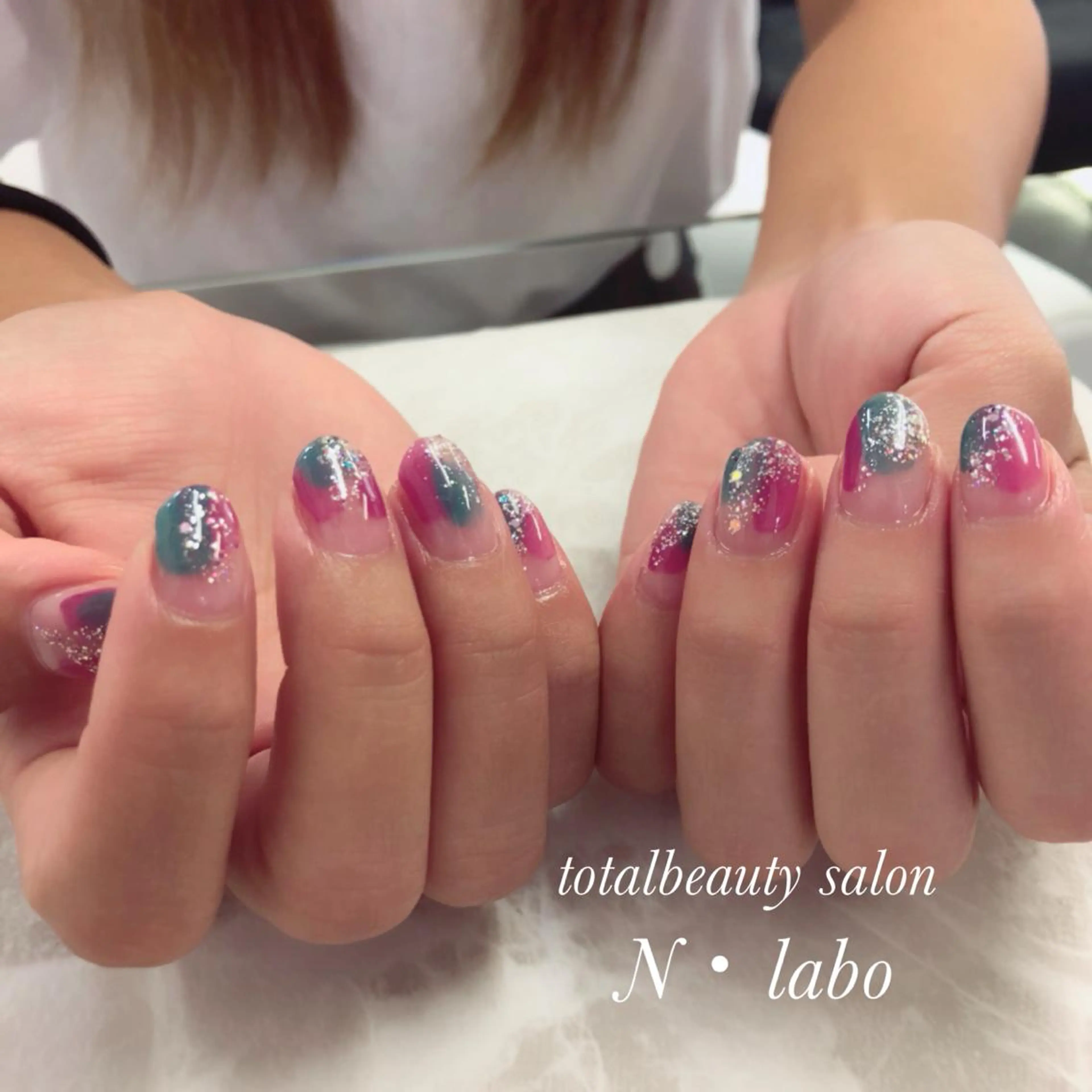 ネイル ジェルネイル ゴールド ラメ(グリッター) ピンク 春ネイル Gracias. rieのネイルデザイン