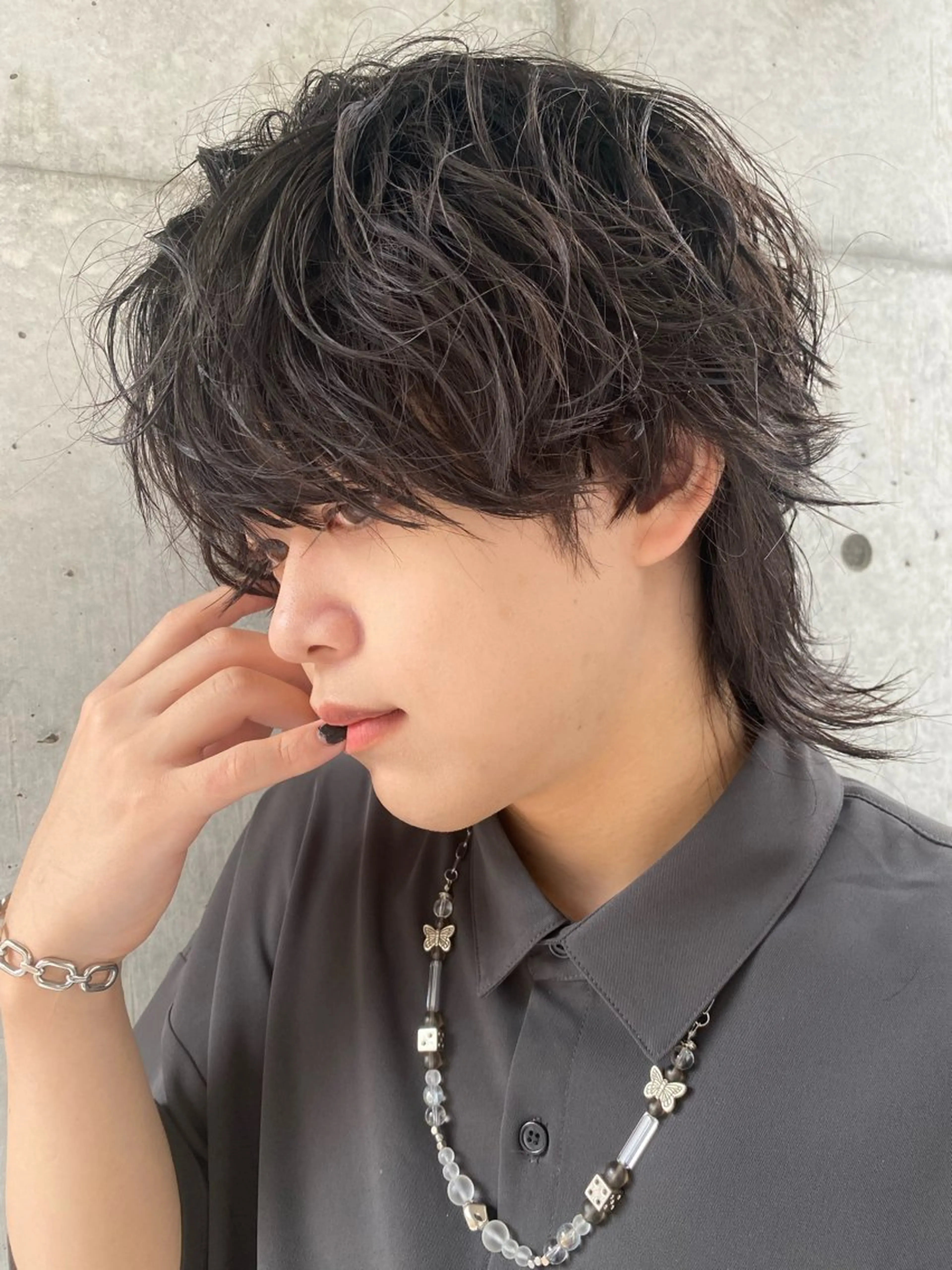 ミディアム カラー パーマ ヘアアレンジ メンズ ミディアムパーマ メンズパーマ メンズウルフカット ウルフカット スパイラルパーマ メンズ特化酒井翔太 /メンズカット/名駅のヘアスタイル