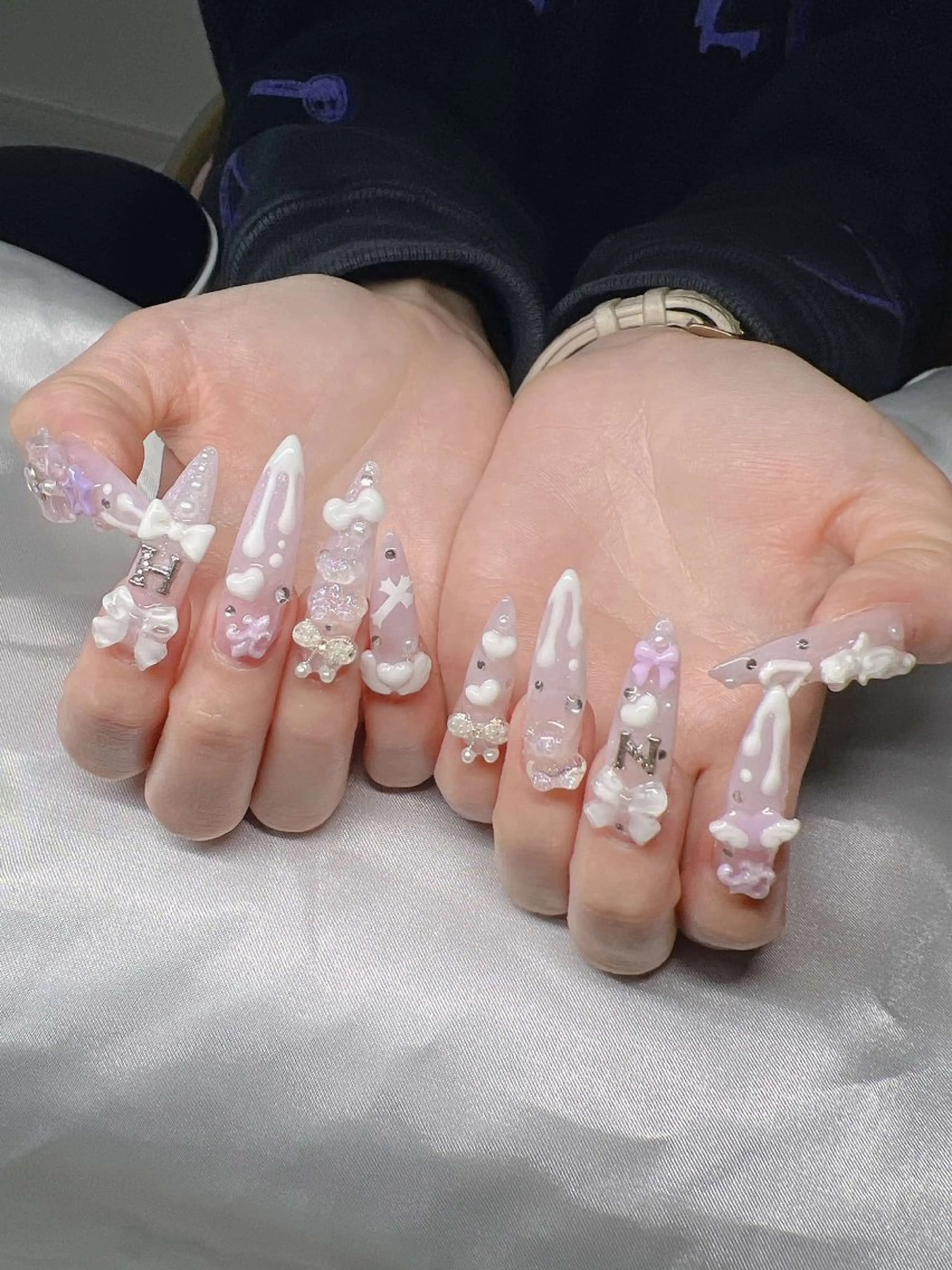 ネイル 長さ出し グラデーション キラキラネイル マグネットネイル ニュアンスネイル ハンドネイル Lee Nails チップ長さだし専門店のネイルデザイン