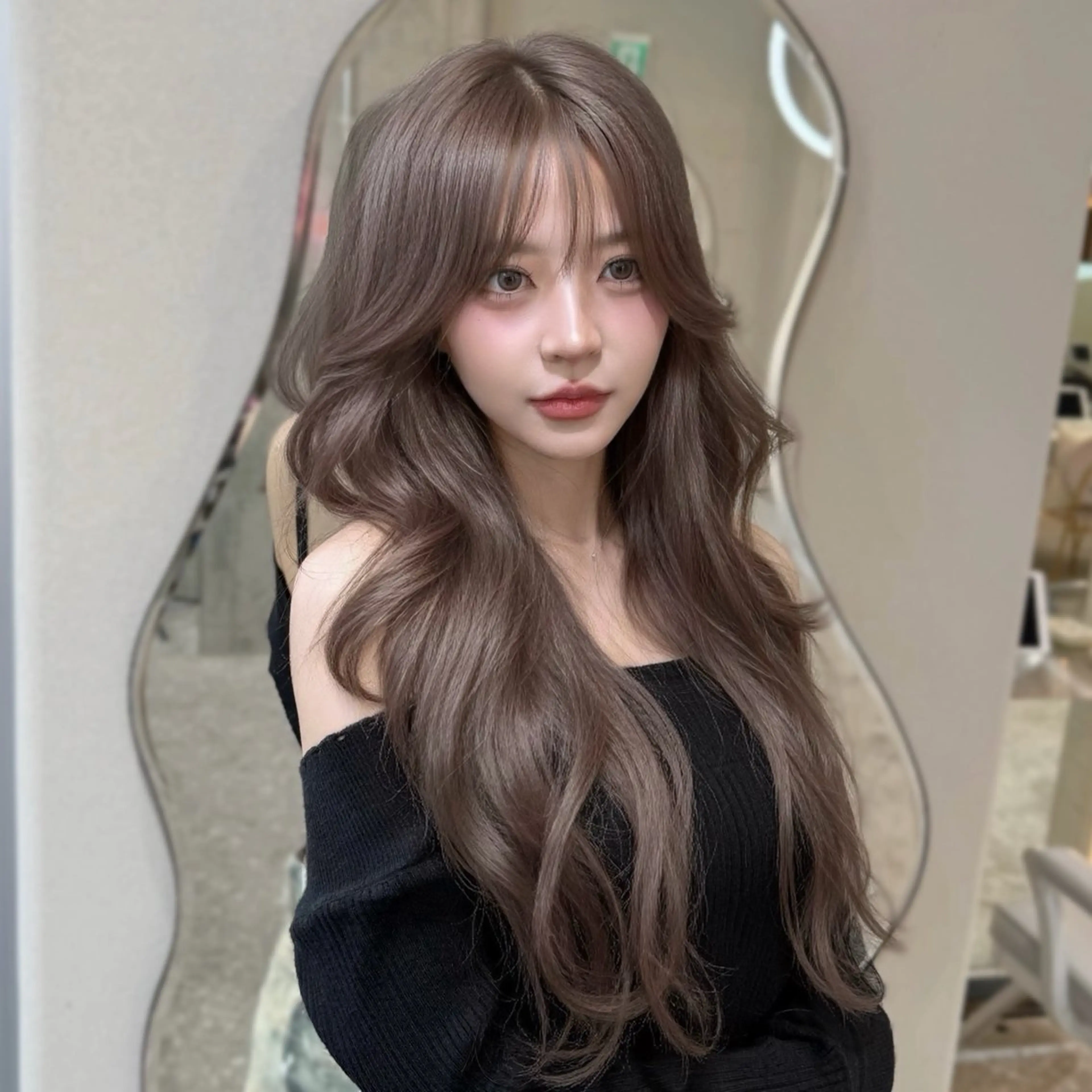 セミロング カラー ブリーチ ダブルカラー ブリーチなしカラー 韓国風ヘア レイヤーカット カット ヘアカラー トリートメント 新宿/韓国風レイヤー 髪質改善/渋谷直樹のヘアスタイル