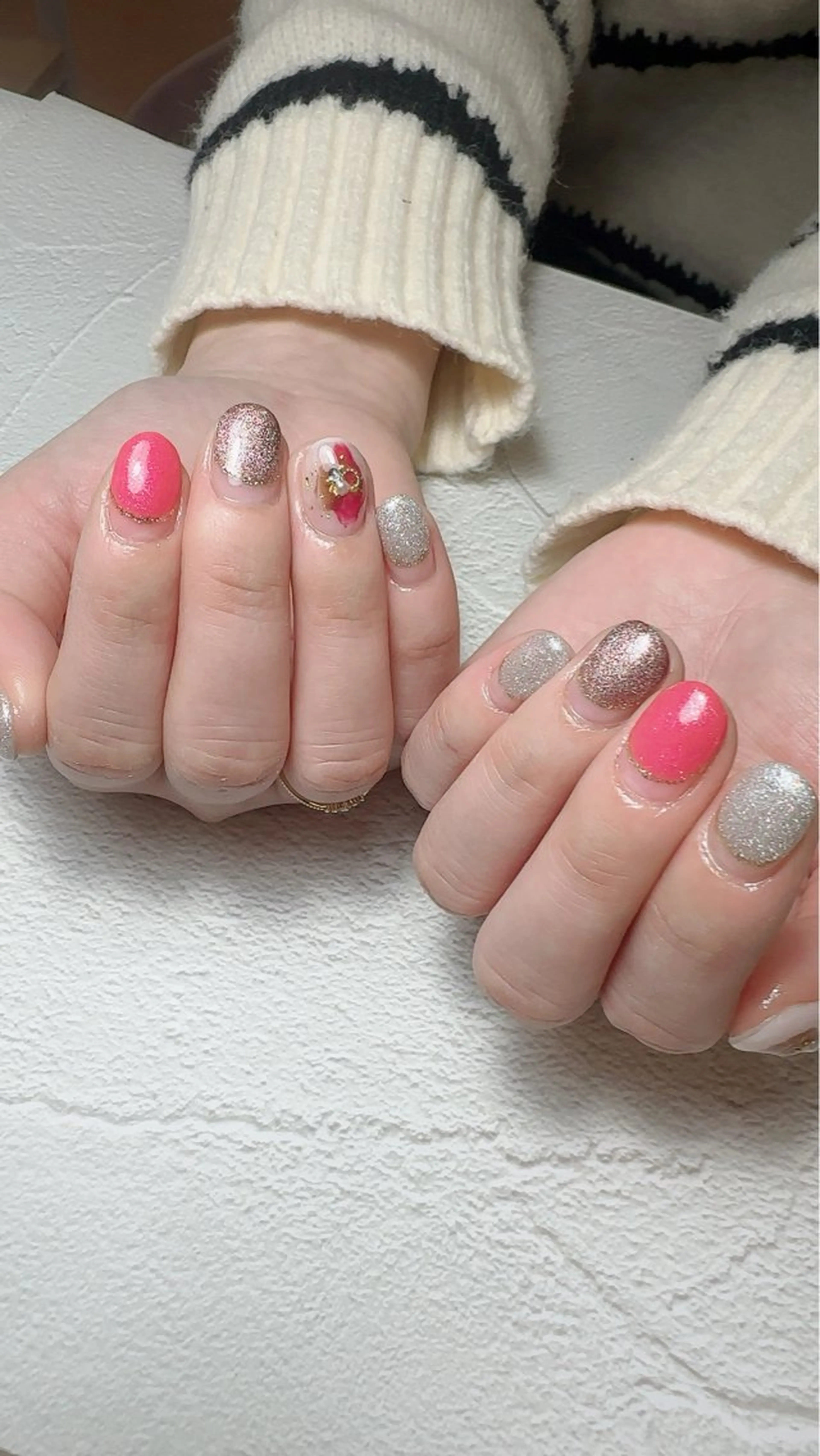 ネイル アートネイル ハート マグネットネイル 持ち込み ニュアンスネイル ハンドネイル Nailsalon Mimiy..♡のネイルデザイン
