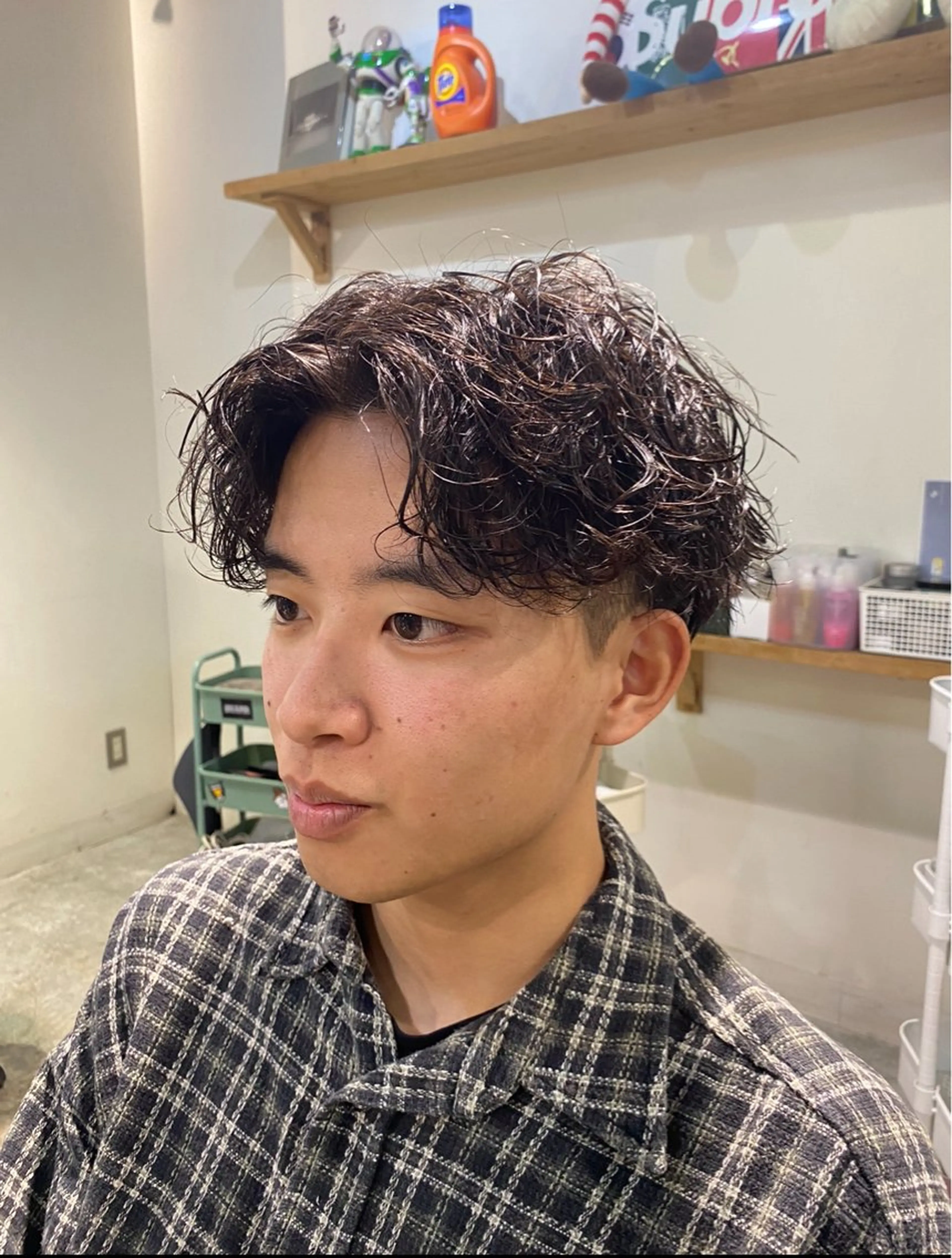 ショート パーマ メンズ カット パーマ パーマ特化/フェザー パーマシャドウ/真生のヘアスタイル