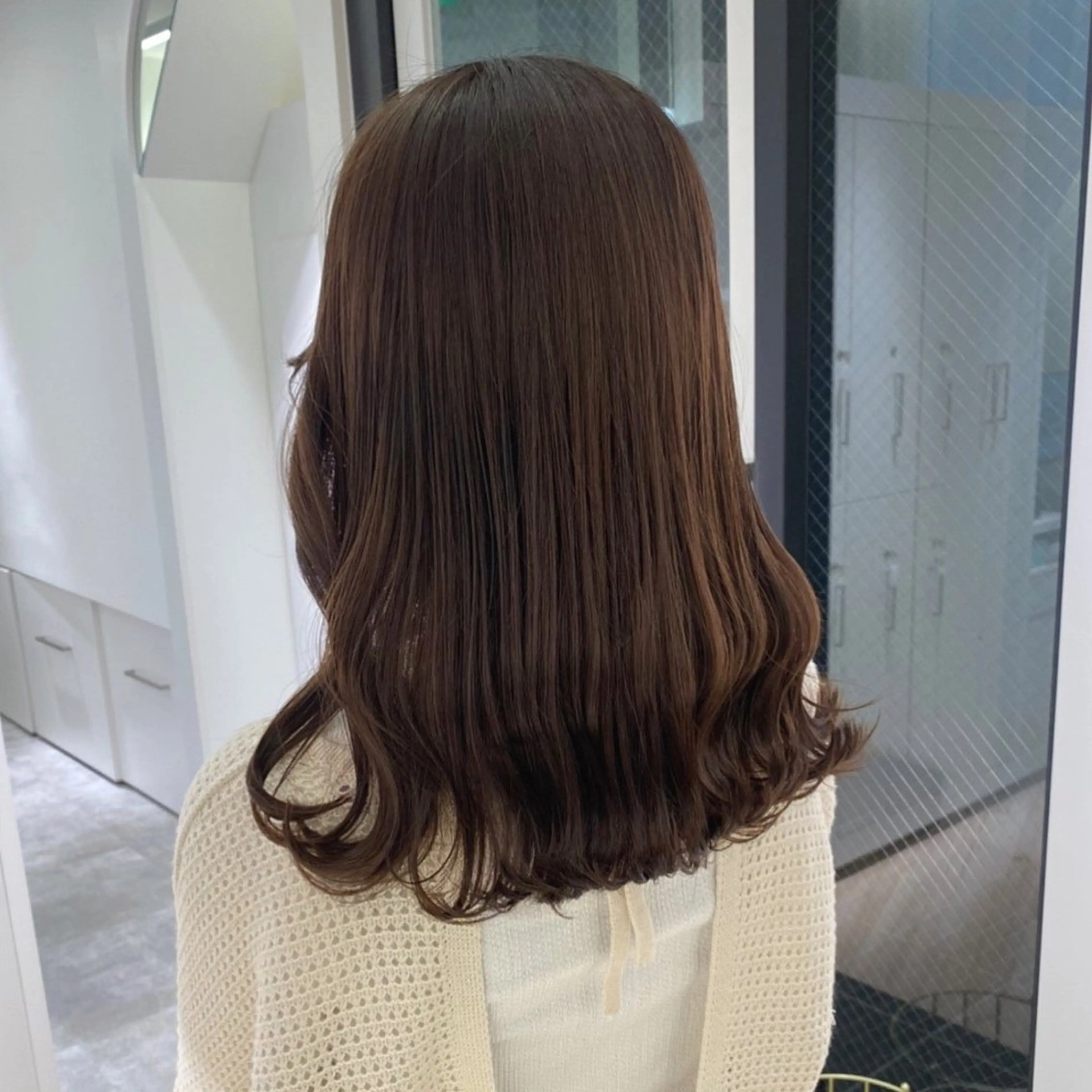 セミロング カラー ブラウンカラー ParveMix￤ 出石 菜々🥂のヘアスタイル